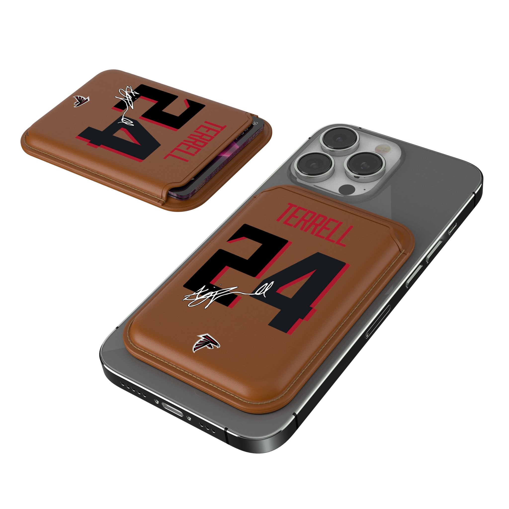 A.J. Terrell Atlanta Falcons 24 Ready Brown Magnetic Credit Card Wallet - Perfect for NFL Games, Travel & Everyday Use