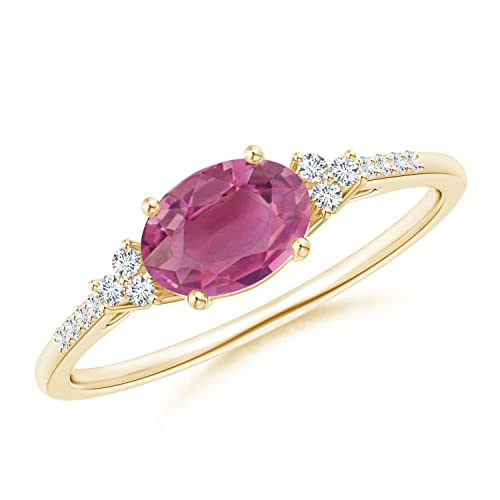 Angara Natural Pink Tourmaline Ring for Women - Sterling Silver/14K Gold/Platinum | October Birthstone Jewelry | Elegant Gift for Birthday, Wedding, Anniversary & Engagement | Perfect for Everyday Wear & Special Occasions