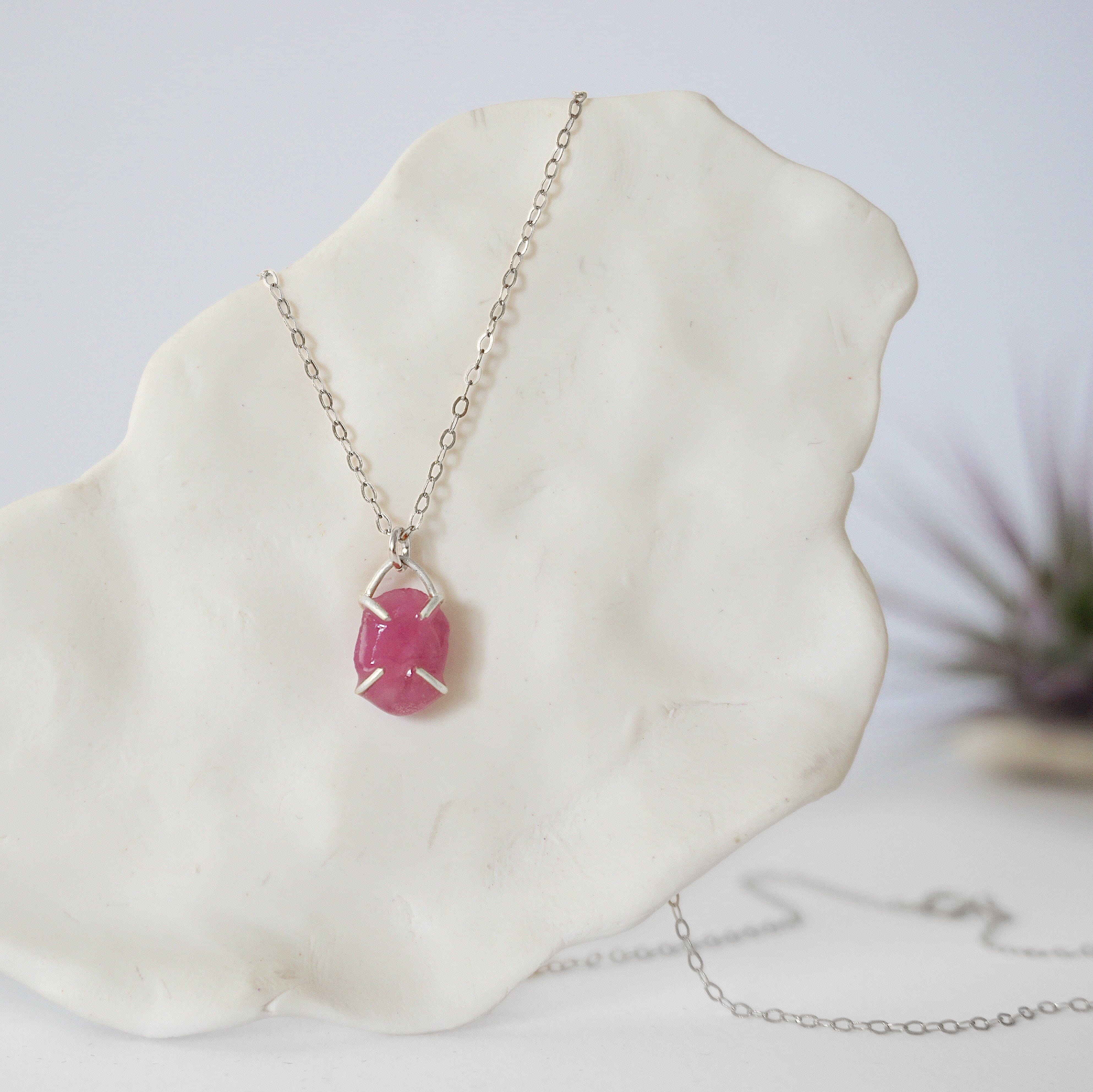 Ruby Huggie Charm Necklace - Sterling Silver Jewelry for Women | Elegant Gift for Birthday, Anniversary & Special Occasions