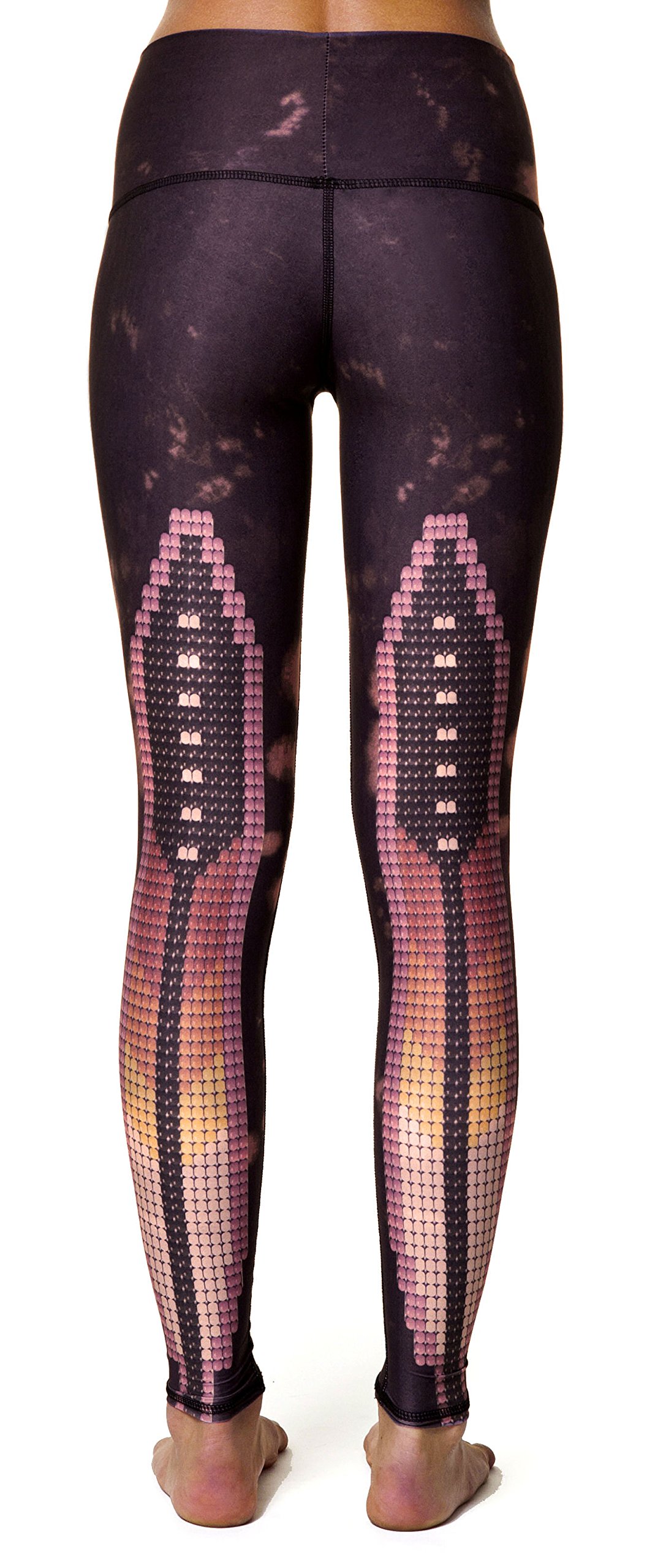 Teeki Women's High Waist Hot Pants & Yoga Leggings - Sacred Feather Print for Yoga, Workout & Lounge Wear