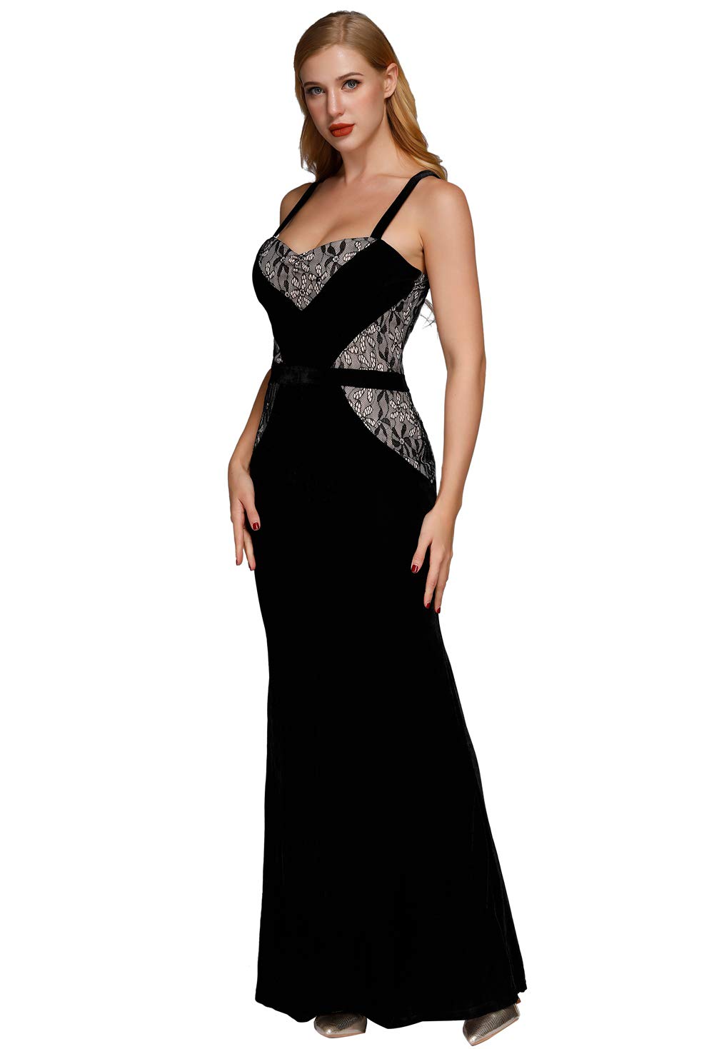 Elegant Velvet Mermaid Evening Gown - Sexy Formal Lace Long Prom Dress for Women | Perfect for Evening Parties, Weddings & Special Occasions