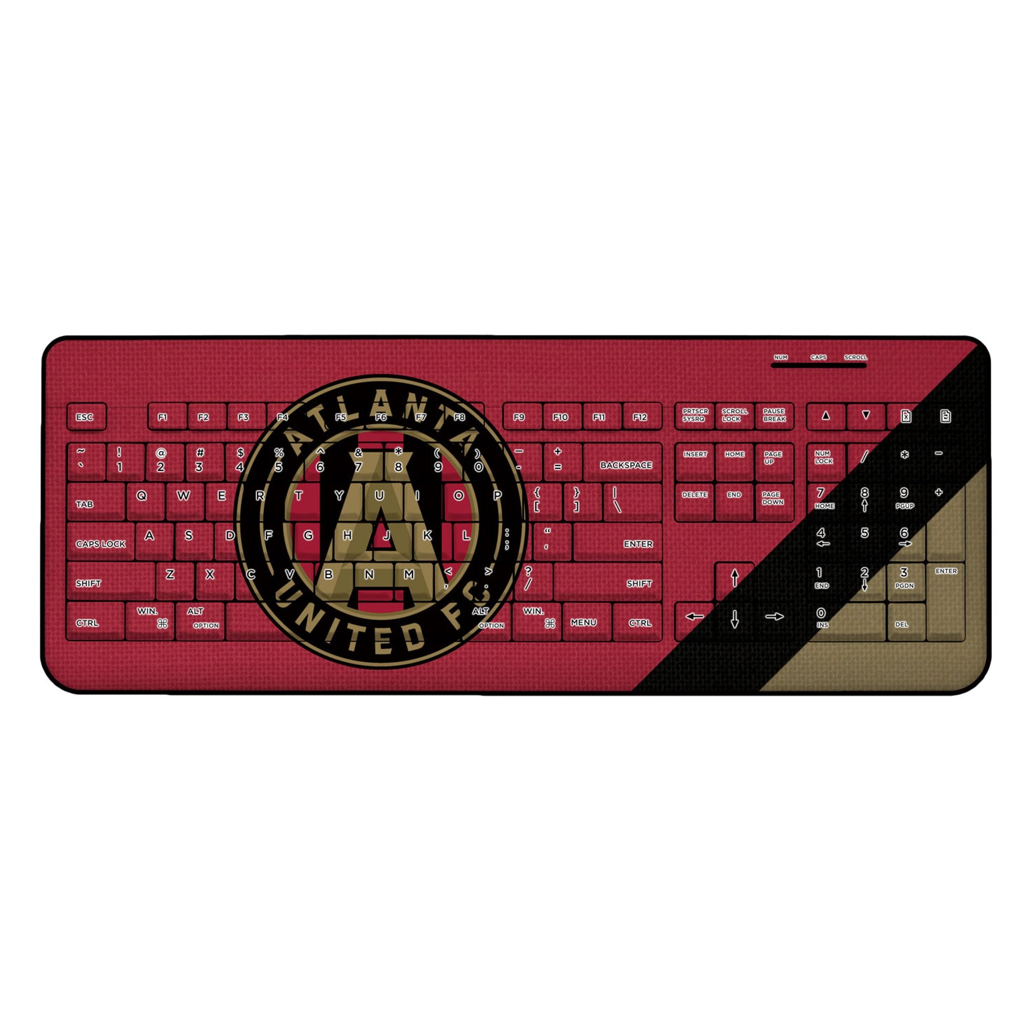 Atlanta United FC Diagonal Stripe Wireless USB Keyboard - Gaming & Office Keyboard with USB Receiver - Perfect for Soccer Fans, PC Gamers & Remote Workers