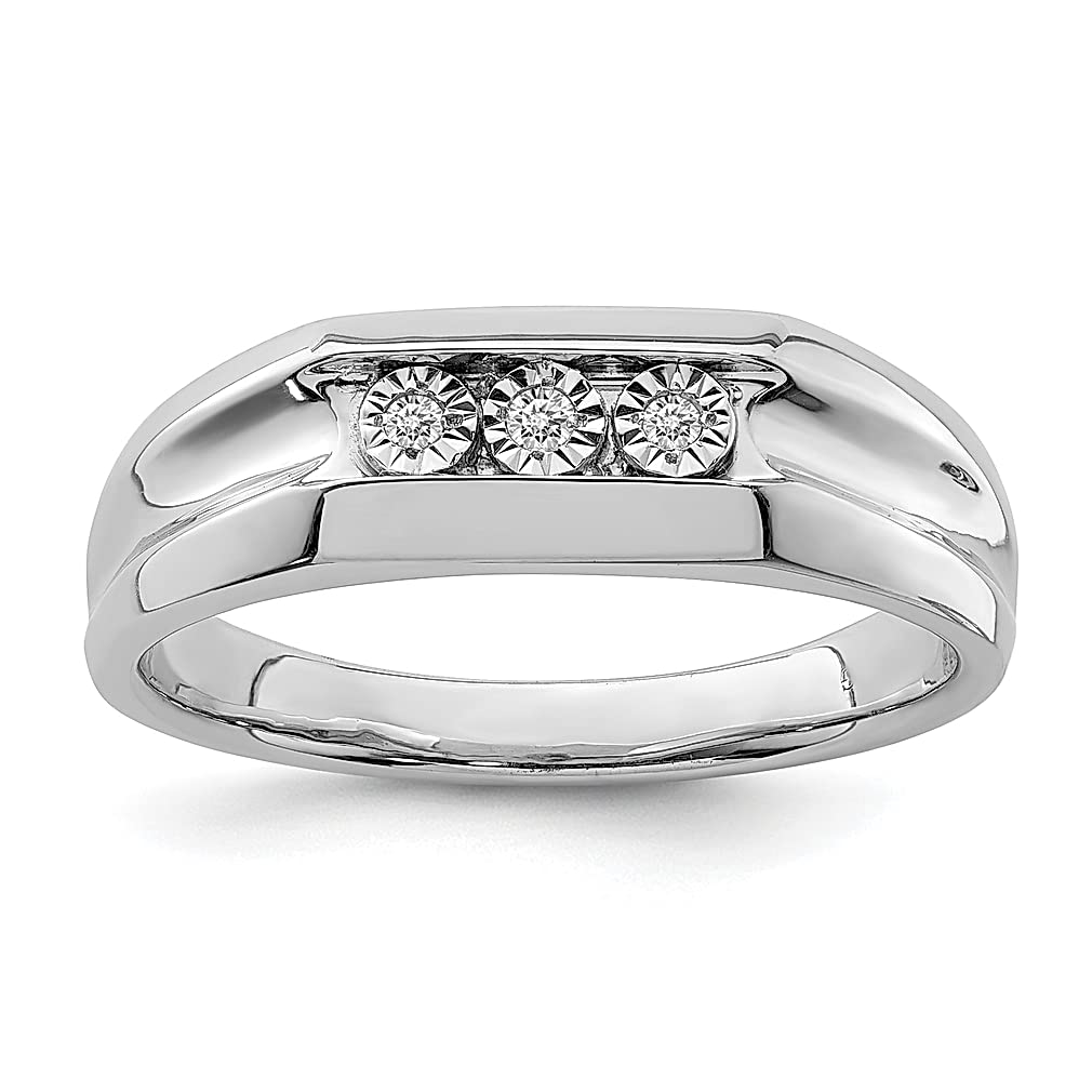 925 Sterling Silver Diamond Men's Ring - Elegant Fine Jewelry for Men, Perfect Gift for Dad, Husband & Boyfriend - Ideal for Weddings, Anniversaries & Special Occasions