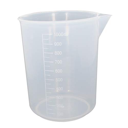 2-Pack 1000ml Plastic Measuring Beakers - Transparent PP Low Form Graduated Beakers for Resin Mixing, Liquid Measurement & Lab Use | Ideal for Kitchen, DIY Crafts & Science Experiments
