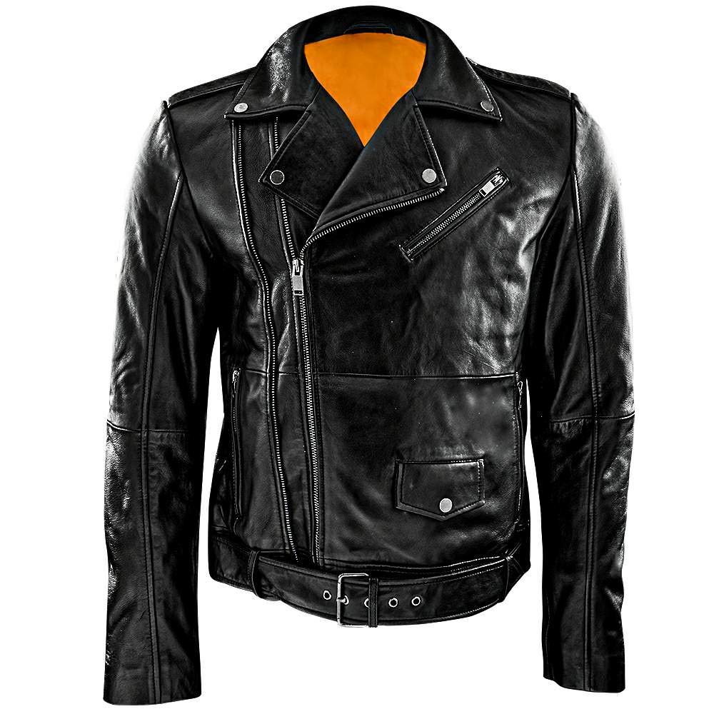Genuine Leather Motorcycle Jacket for Men - Premium Sheepskin Biker Jacket with Zipper, Stylish & Durable for Casual Wear & Racing | Perfect for Motorcycle Rides, Outdoor Adventures & Fashion Statements
