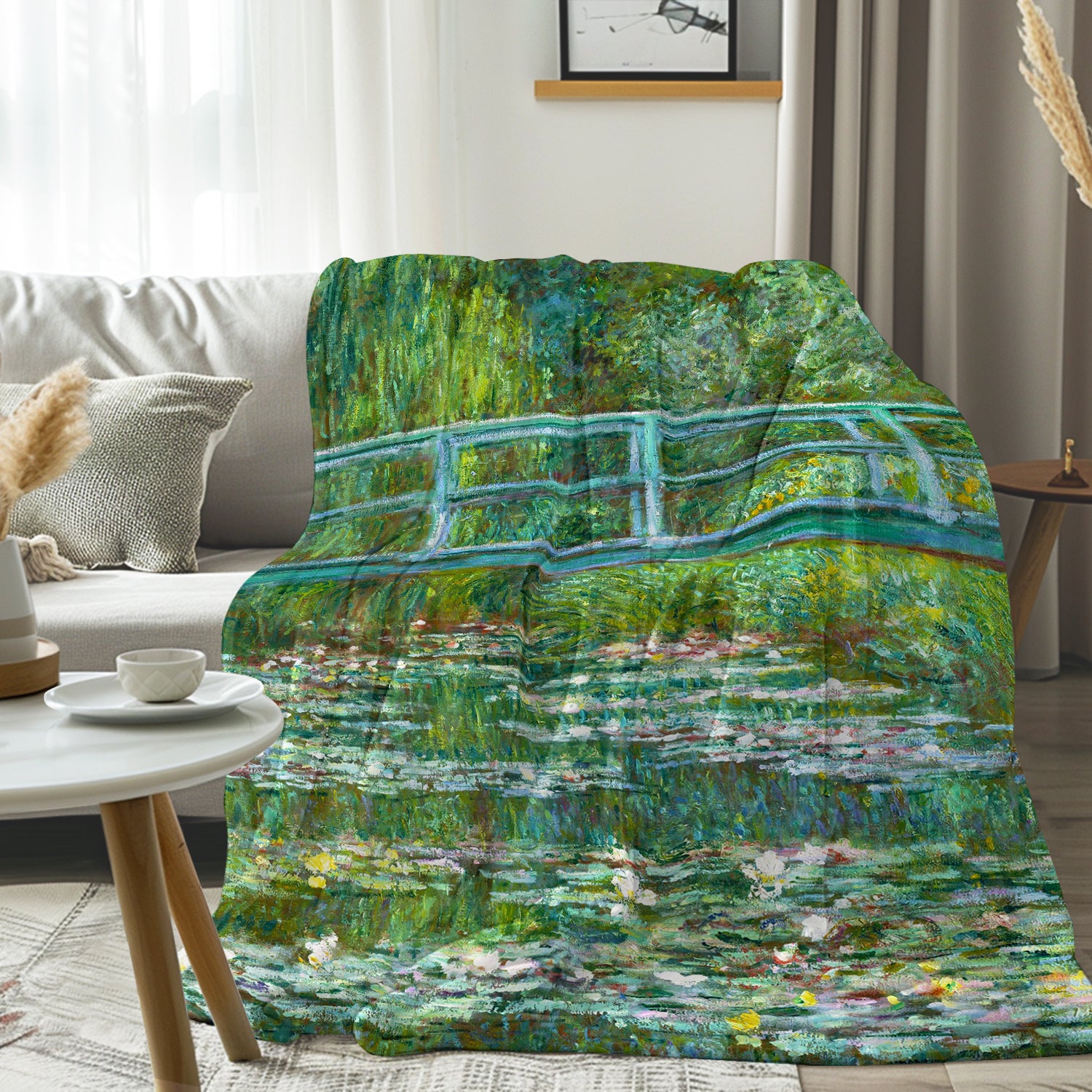 Claude Monet The Water Lily Pond Flannel Fleece Blanket - Soft Cozy Art Throw for Bed, Sofa & Outdoor Picnics - Impressionist Home Decor Gift
