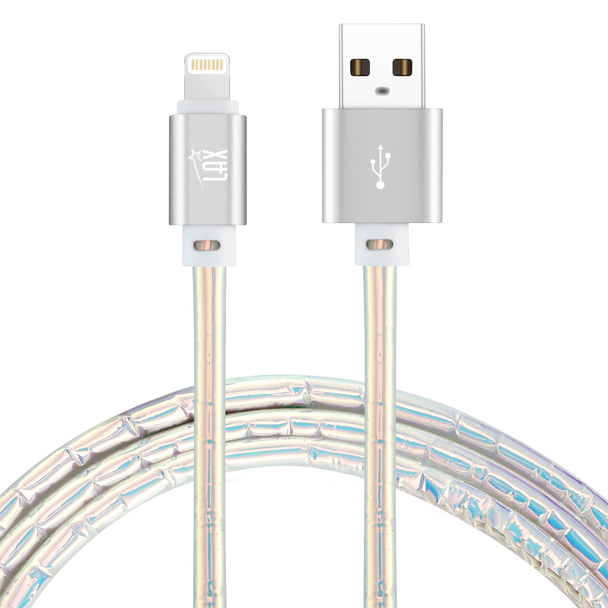 Premium MFi Certified iPhone Fast Charger Cable - 6FT Durable Lightning Charging Cord for iPhone 14/13/12/11 Pro Max/XS/XR/8/7/6S/SE & iPad - High-Speed Charging & Data Sync - Perfect for Home, Office & Travel (Chrome)