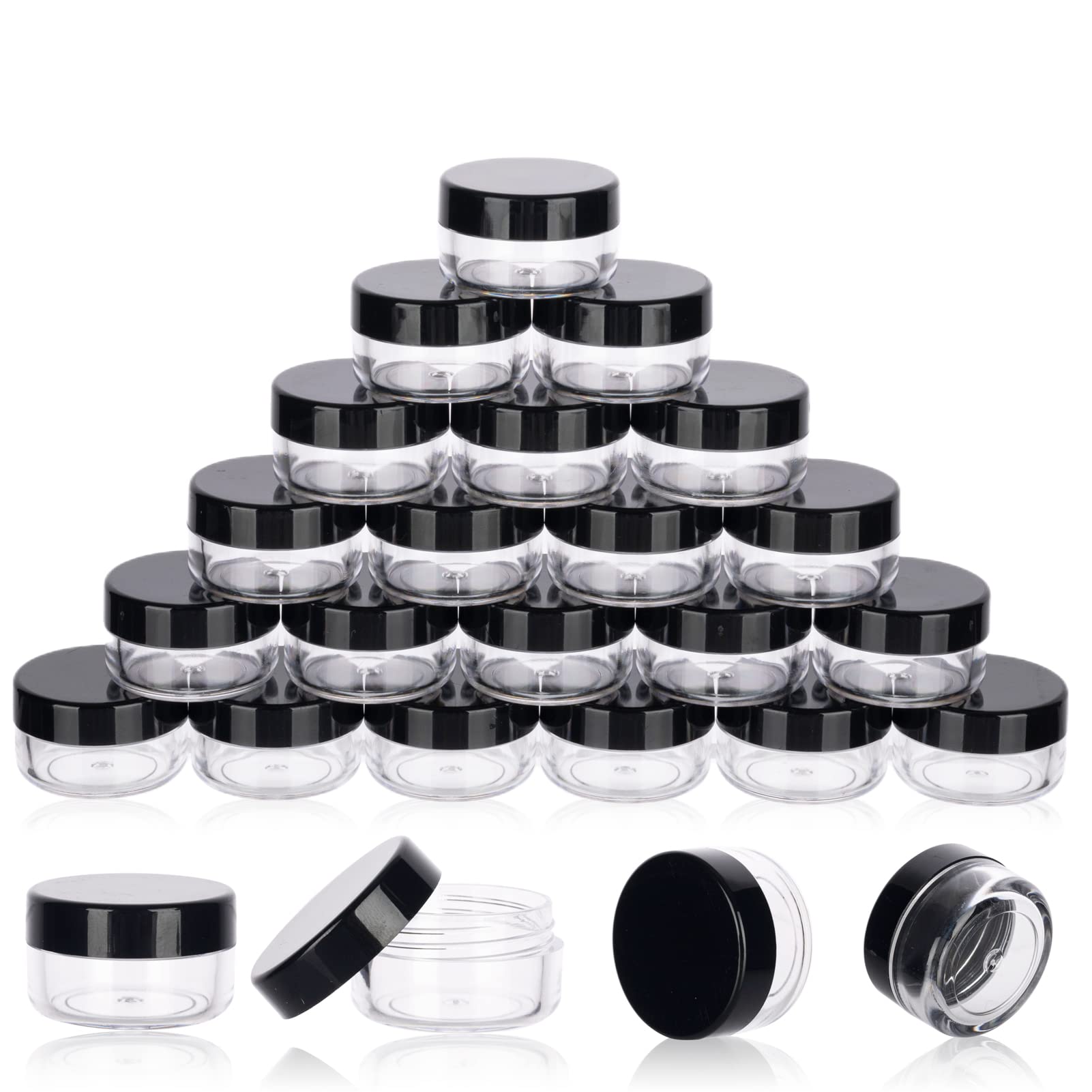 5ml Small Empty Sample Jars with Lids (25-Pack) - 5 Gram Leak-Proof Cosmetic Containers for Travel, DIY Makeup, Creams, Lotions, Glitter & Beads Storage - Includes Mini Spatulas & Labels - Perfect for Skincare Samples, Nail Art Supplies & Craft Organizers