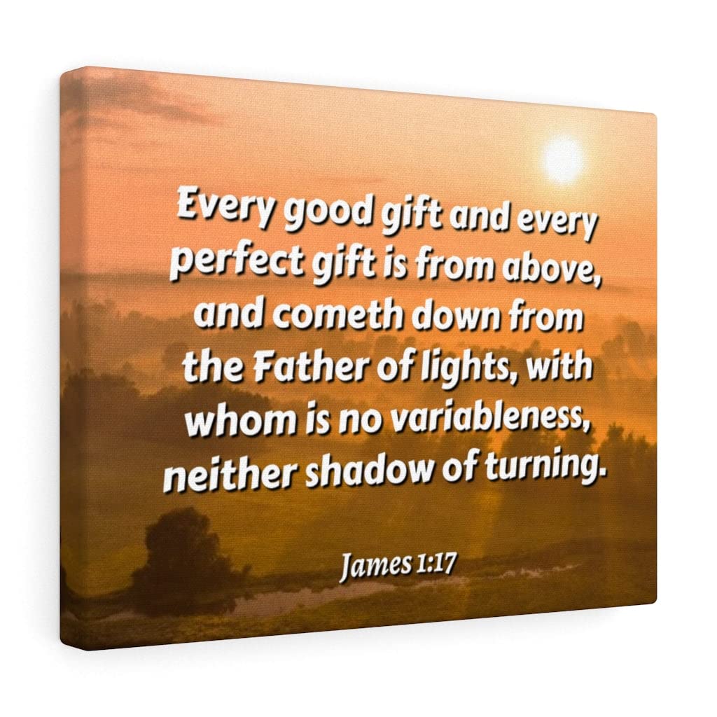 Christian Wall Art with Bible Verse - Father of Light James 1:17 Scripture Print | Ready to Hang Home Decor for Living Room, Bedroom & Church | Express Your Love Faith Gifts