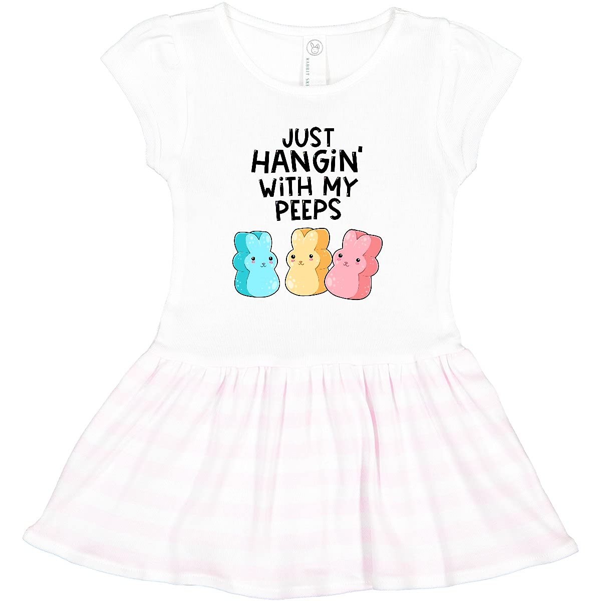 Inktastic Easter Just Hangin' with My Peeps Toddler Dress - Cute Bunny Print Baby Girl Outfit for Easter Sunday, Spring Parties & Family Photos