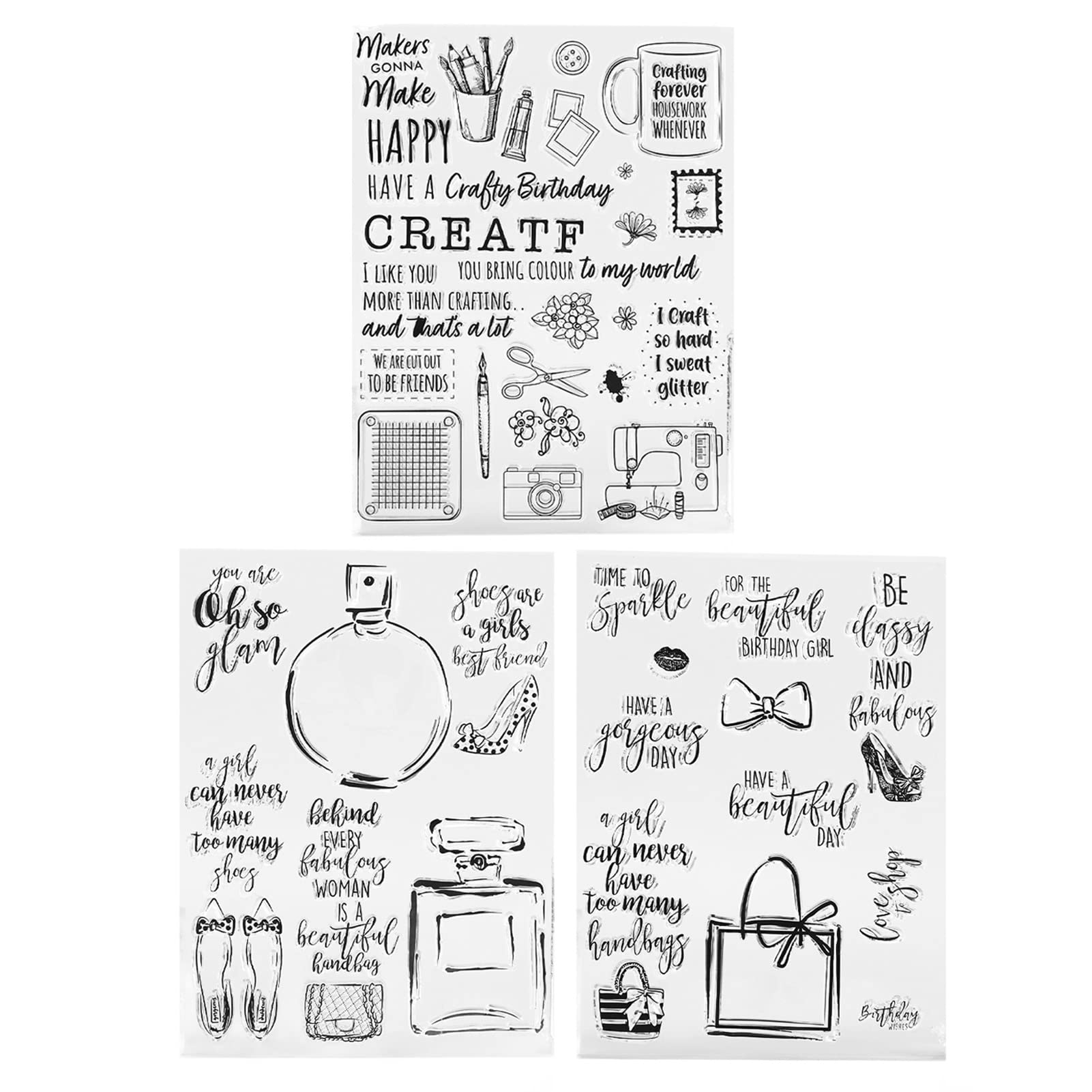 HEEPDD 3Pcs Clear Stamps Set - Mixed Pattern Transparent TPR Stamps for DIY Card Making, Scrapbooking, Journaling & Photo Albums - Perfect for Handmade Greeting Cards, Bullet Journals & Craft Projects