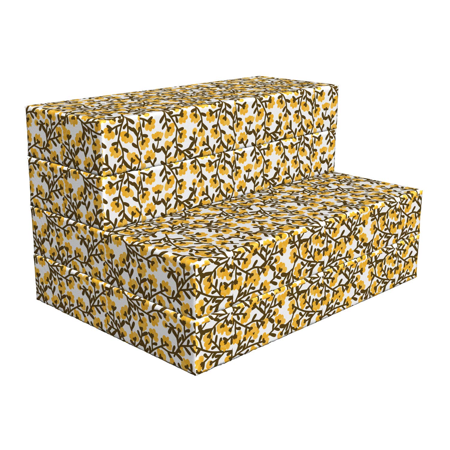 Ambesonne Floral Foldable Mattress - Retro Yellow Flower Design, 74.8