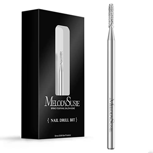 MelodySusie 3/32'' Small Round Barrel Cuticle Cleaner - Professional Carbide Nail Drill Bit for Dead Skin Removal & Nail Preparation | Safe Salon-Grade Manicure Tool for Cuticle Care & Pedicure (Silver, Fine Grit) - Perfect for Home Nail Care & Professional Salon Use