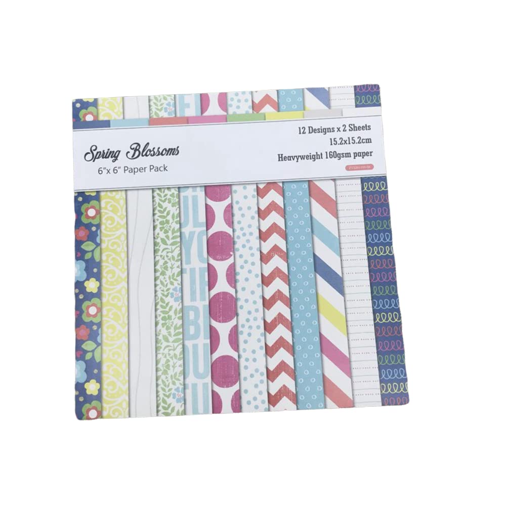 XSMARTWORD 24-Sheet 6x6 Inch Spring Blossoms Floral Scrapbook Paper Pack - Handmade Craft Paper for Card Making, DIY Albums, Journaling & Decorative Backgrounds
