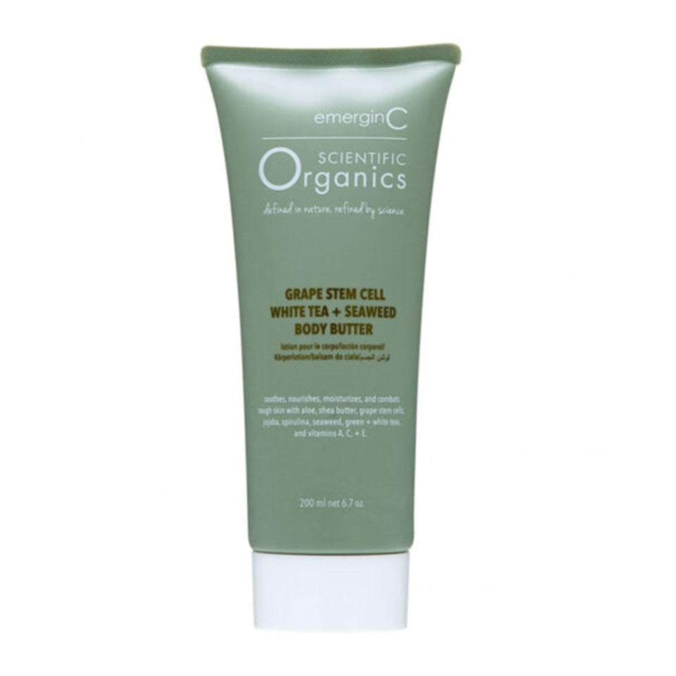 EmerginC Organics Grape Stem Cell White Tea & Seaweed Body Butter - Hydrating Moisturizer for Dry Skin, Vegan & Cruelty-Free Skincare for Face & Body - Perfect for Daily Use, Spa Days & Post-Workout Recovery