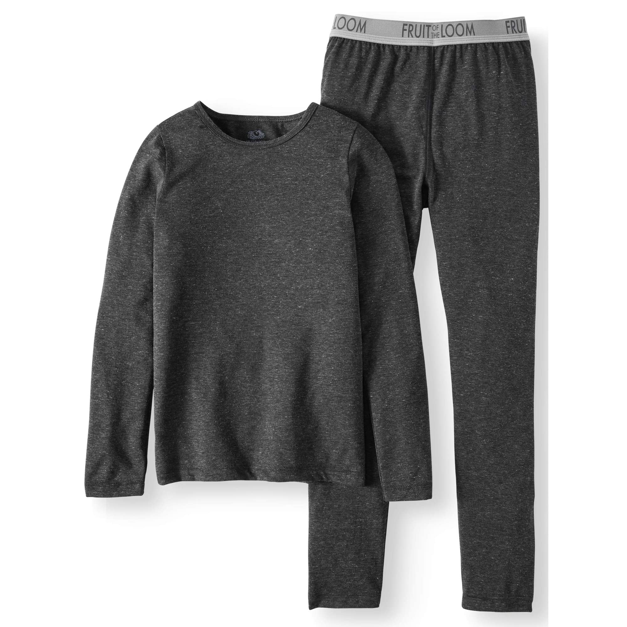 Fruit of the Loom Girls Thermal Underwear Set - 2-Piece Performance Base Layer for Cold Weather, Soft & Warm Long Sleeve Top & Pants - Perfect for Winter Sports, Outdoor Activities & Layering