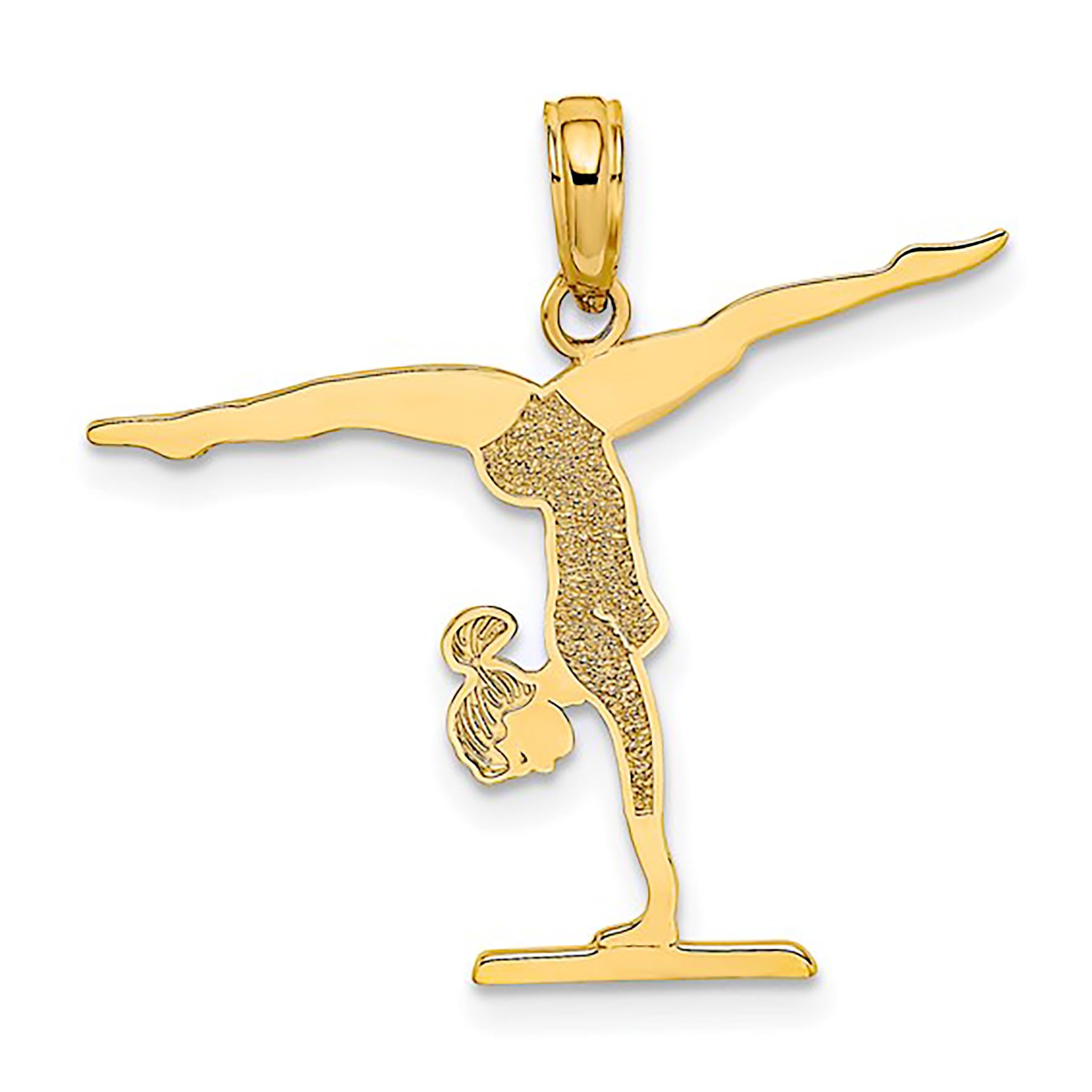 14K Yellow Gold Sports Necklace Charm Pendant with Chain - Gymnastics Jewelry for Women, Girls | Perfect for Gymnasts, Cheerleaders, Dance Competitions & Sports Enthusiasts