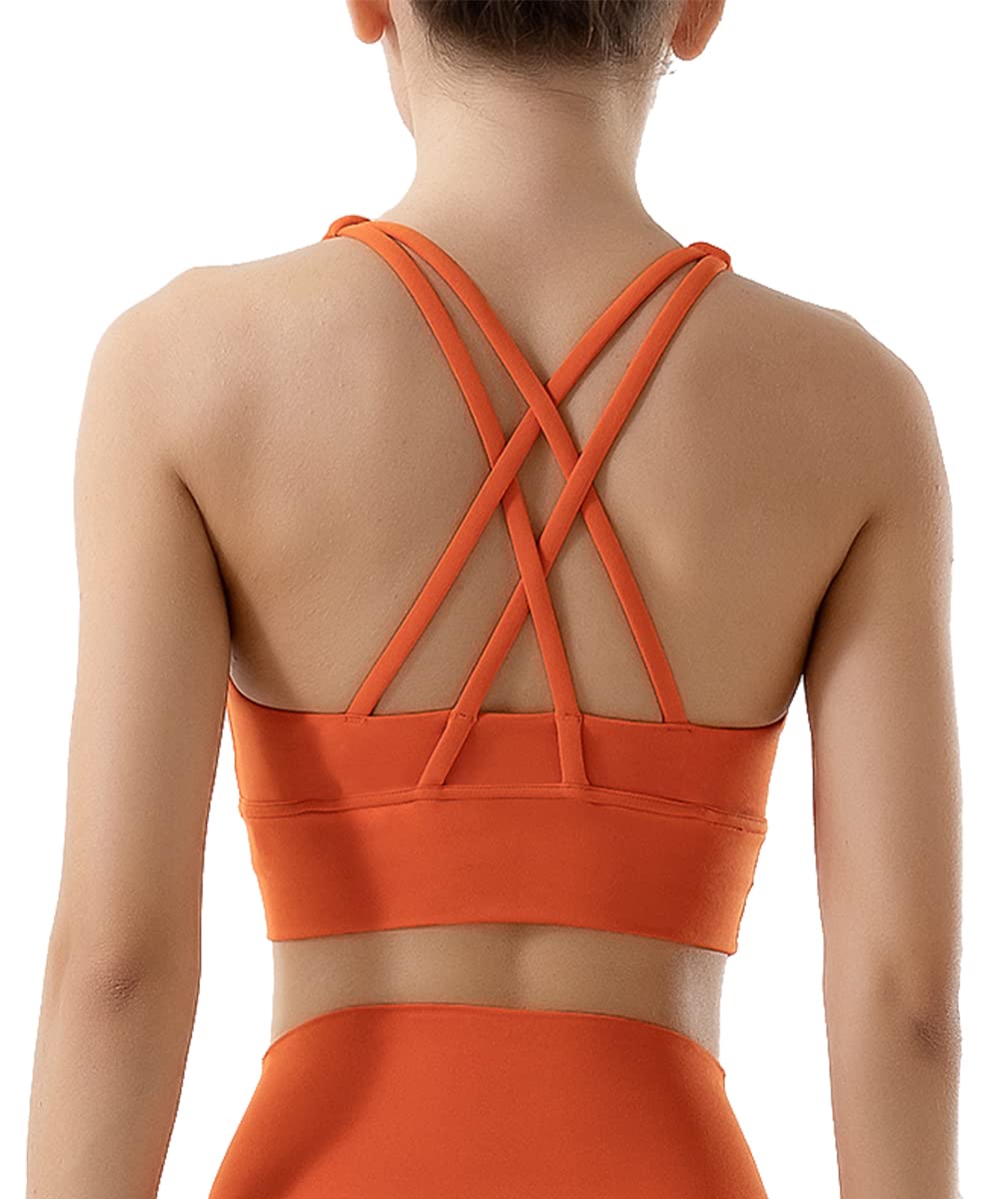 Yknktstc Women's Sports Bras - Racerback Padded Yoga Bra, Seamless Workout Running Bra for Gym, Yoga & Active Lifestyle