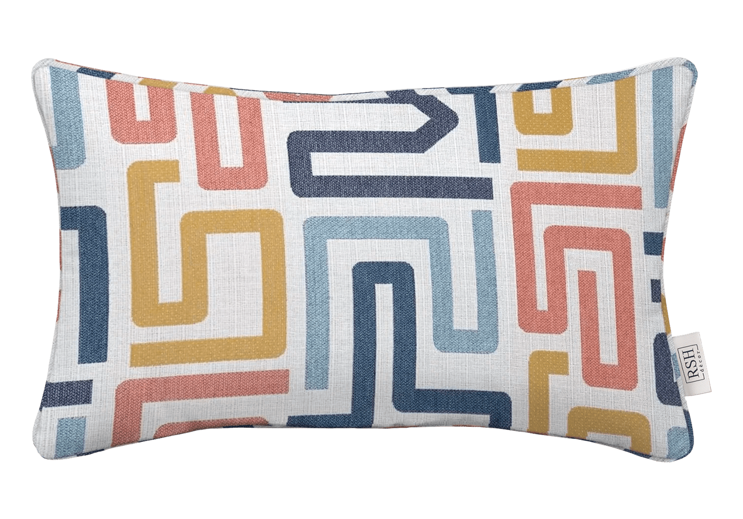 Sunbrella Designer Fusion Labyrinth Fiesta Corded Lumbar Throw Pillow - Waterproof & Fade-Resistant Outdoor Decorative Cushion for Patio, Sofa & Bed - Perfect for Living Room, Garden & Poolside Relaxation