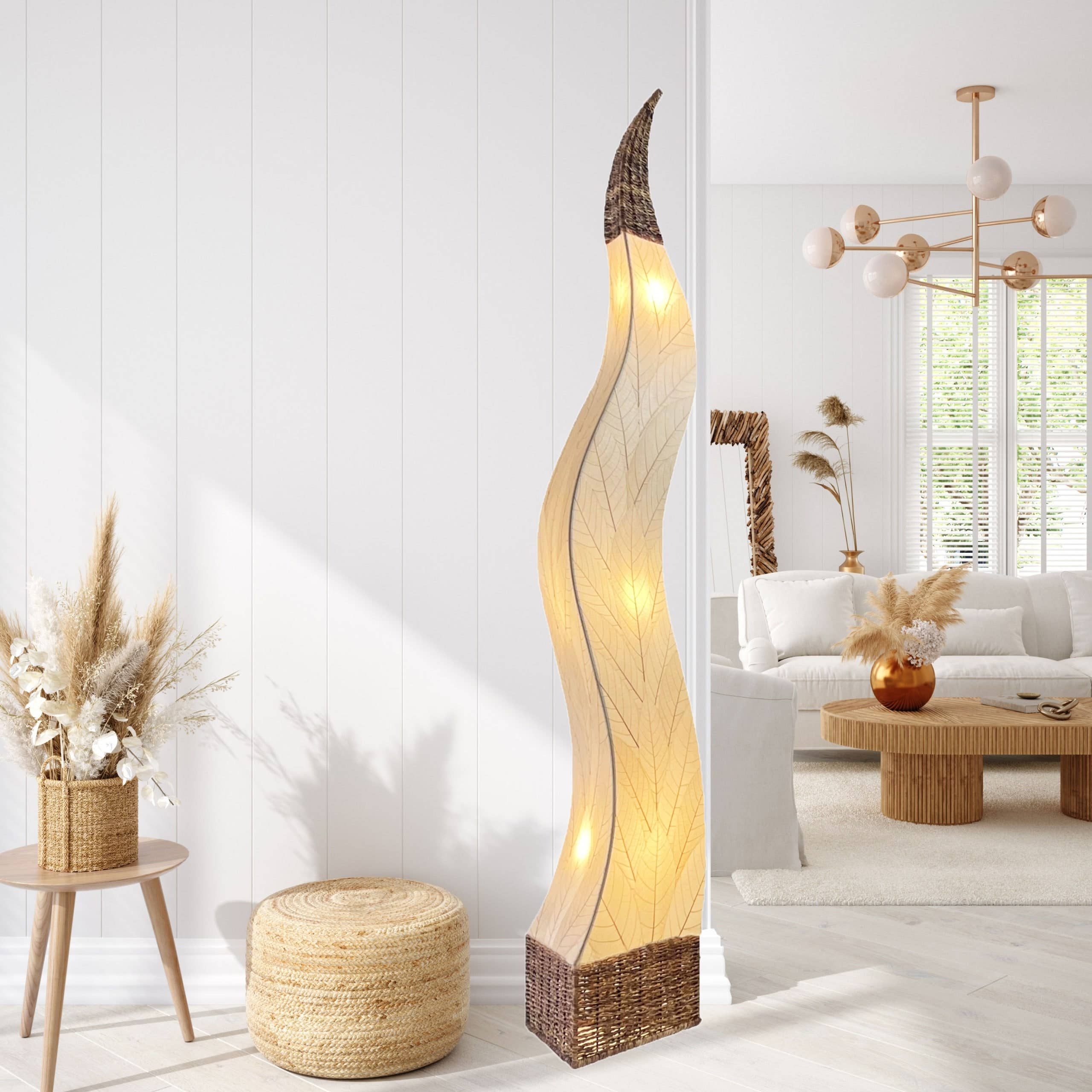 Flame Giant Floor Lamp Natural - Modern LED Standing Light for Living Room, Bedroom & Office - Adjustable Brightness & Warm White Light