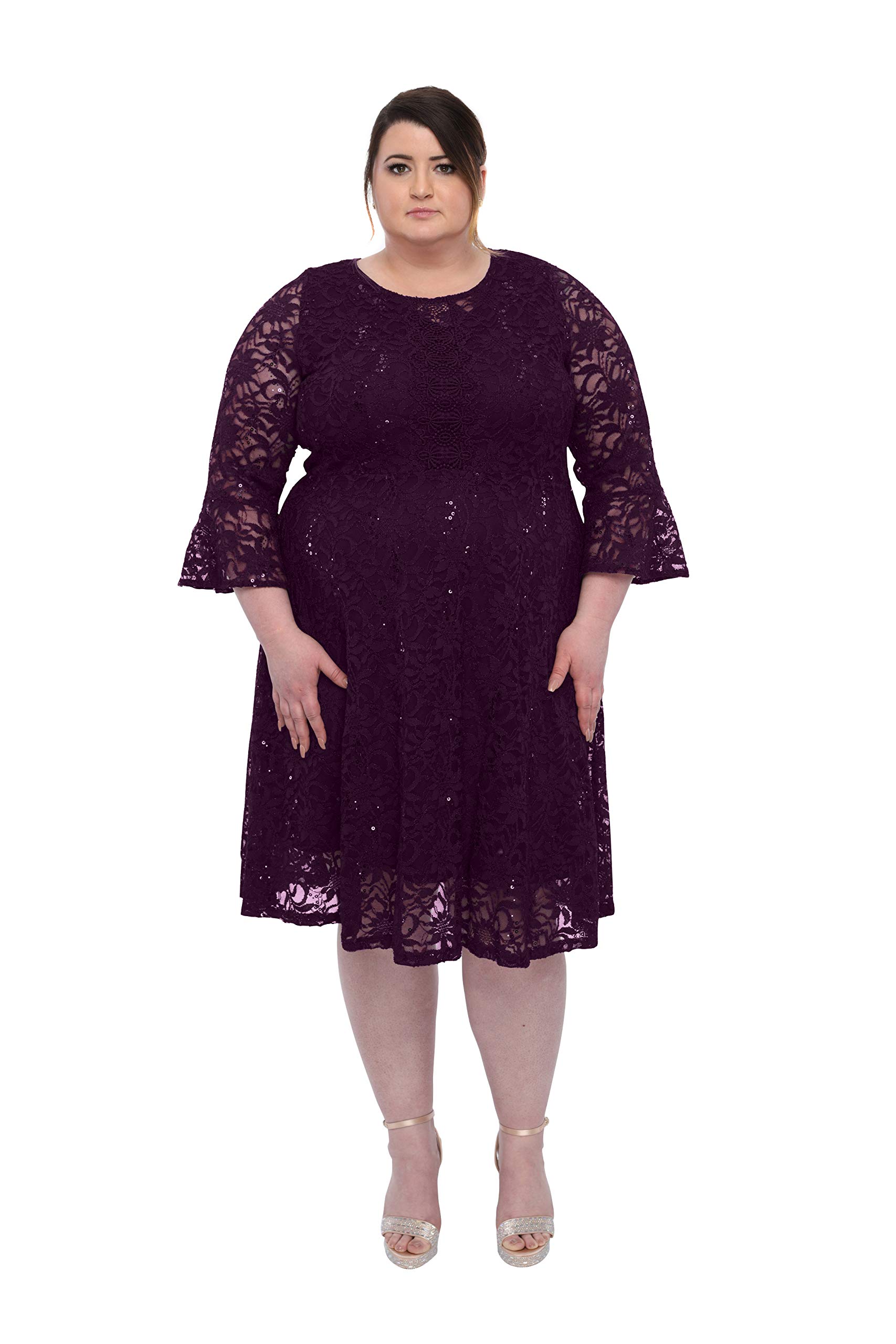 Elegant Plus Size Lace Cocktail Dress for Women | Flattering Crew Neck Formal Gown for Weddings, Parties & Special Occasions | Perfect for Bridesmaids, Evening Events & Cocktail Receptions