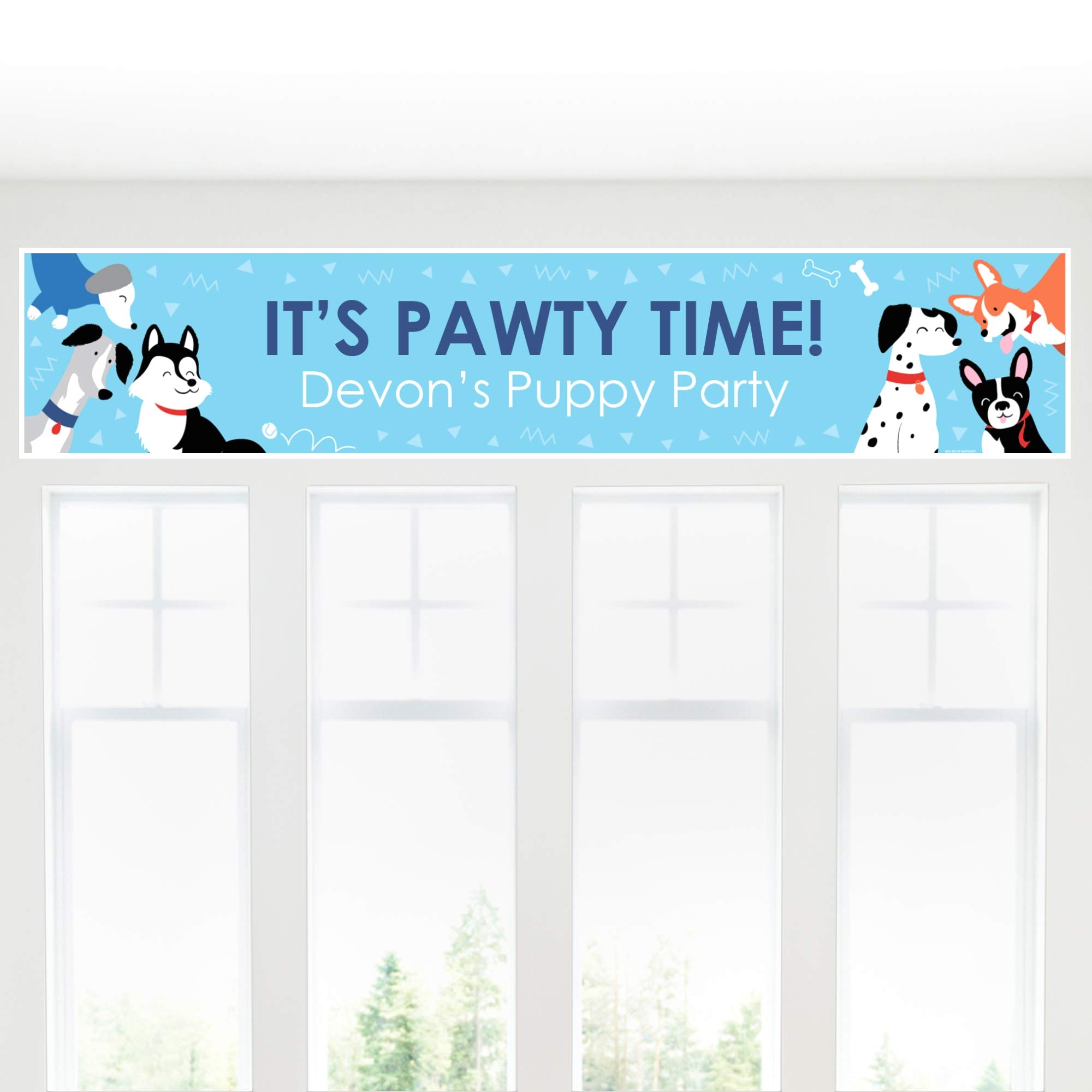 Personalized Pawty Like a Puppy Banner - Custom Dog Baby Shower & Birthday Party Decorations for Puppy Themed Celebrations