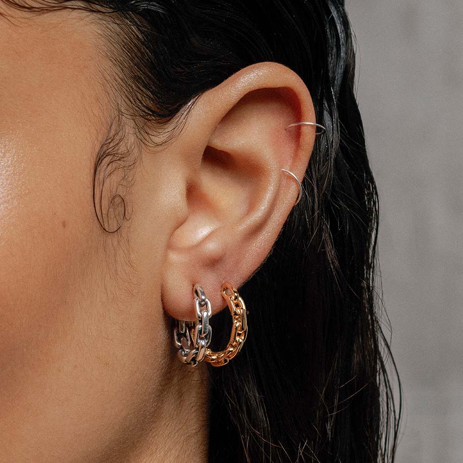 RESOLUTE Chunky Chain Hoop Earrings - 14K Gold Plated Statement Jewelry for Women | Perfect for Parties, Date Nights & Everyday Wear