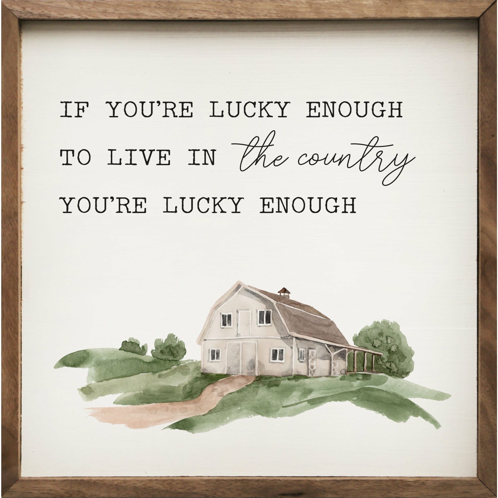 Rustic Country Wood Framed Wall Art Print - Farmhouse Decor for Living Room, Bedroom & Office | Nature Landscape Painting Home Decor