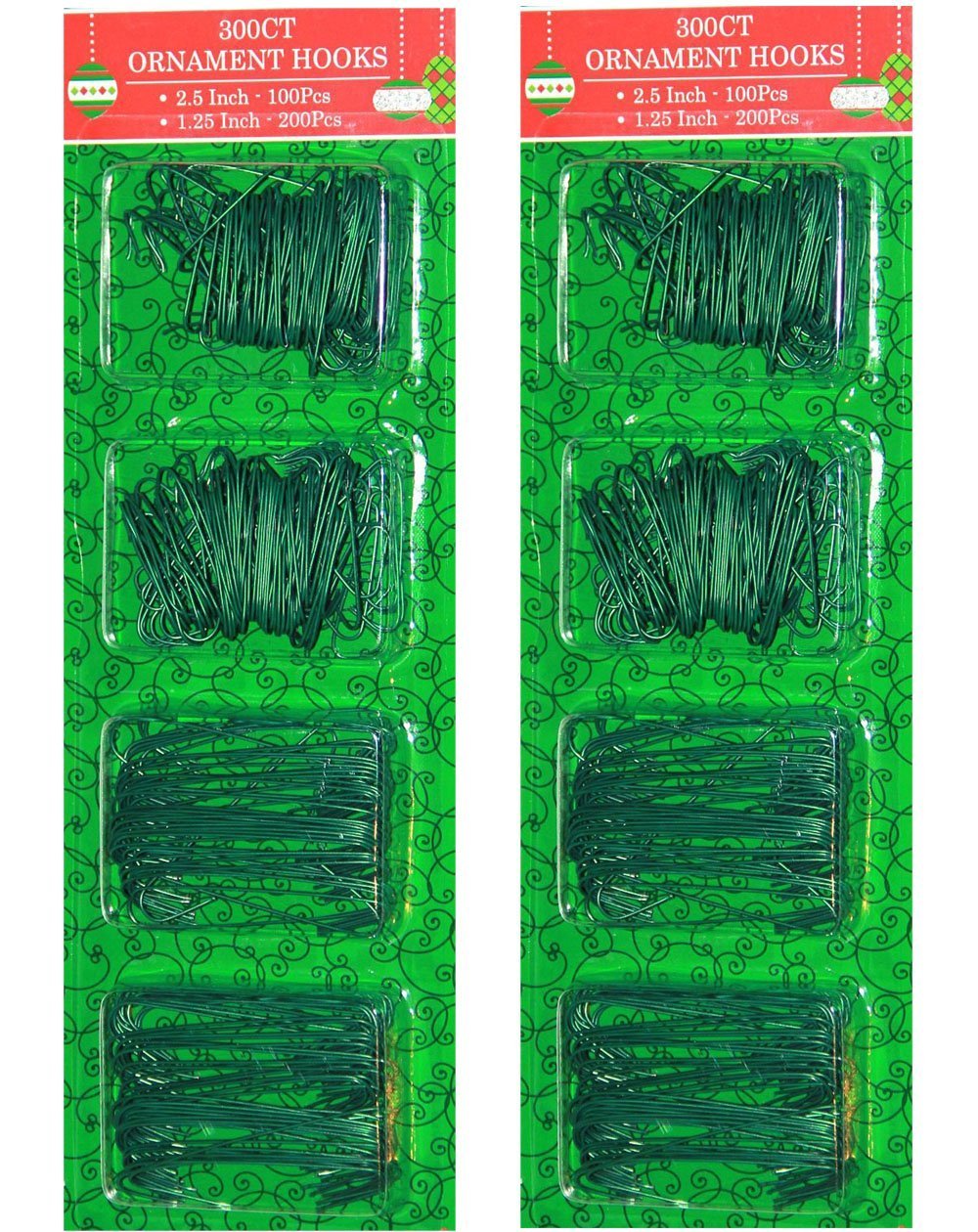 600 Count Green Christmas Ornament Hooks - Heavy Duty Metal Hangers for Holiday Tree Decorations, Party & Home Decor