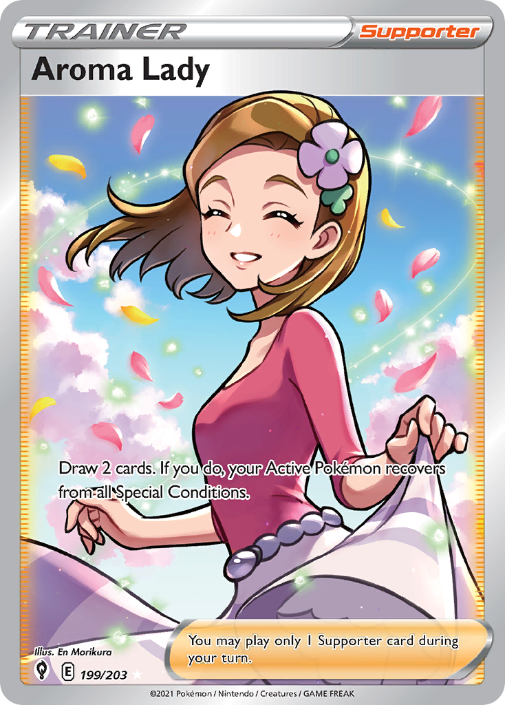 Aroma Lady Full Art Pokemon Card 199/203 - Rare Collectible for Trading Card Game Enthusiasts & Battle Decks