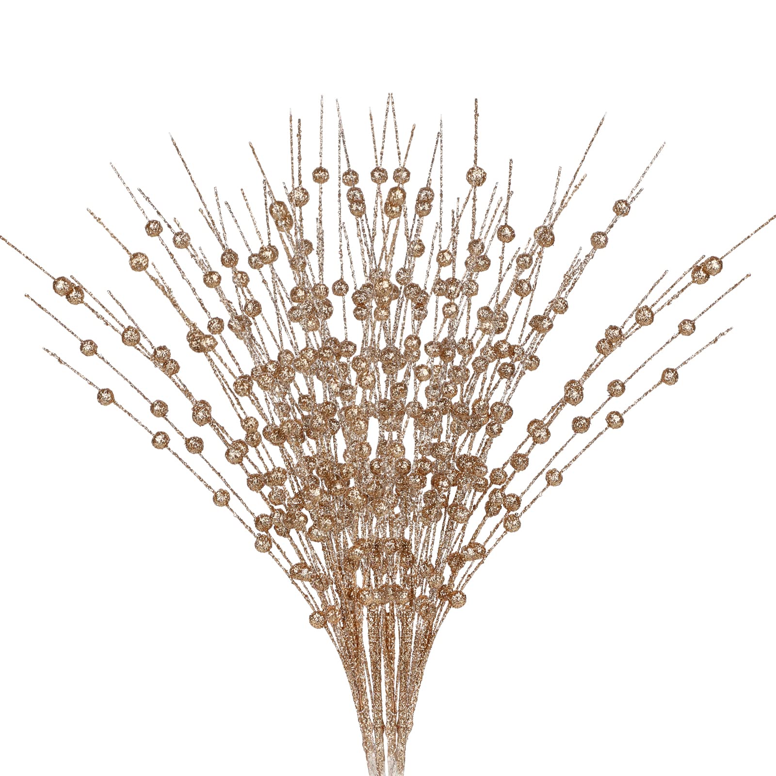 10 Pack Golden Artificial Glitter Berry Stems - 15.7 Inch Christmas Tree Picks for DIY Wreaths, Fireplace Decor, Holiday Crafts & Festive Home Decorations (Perfect for Christmas, Parties & Seasonal Displays)