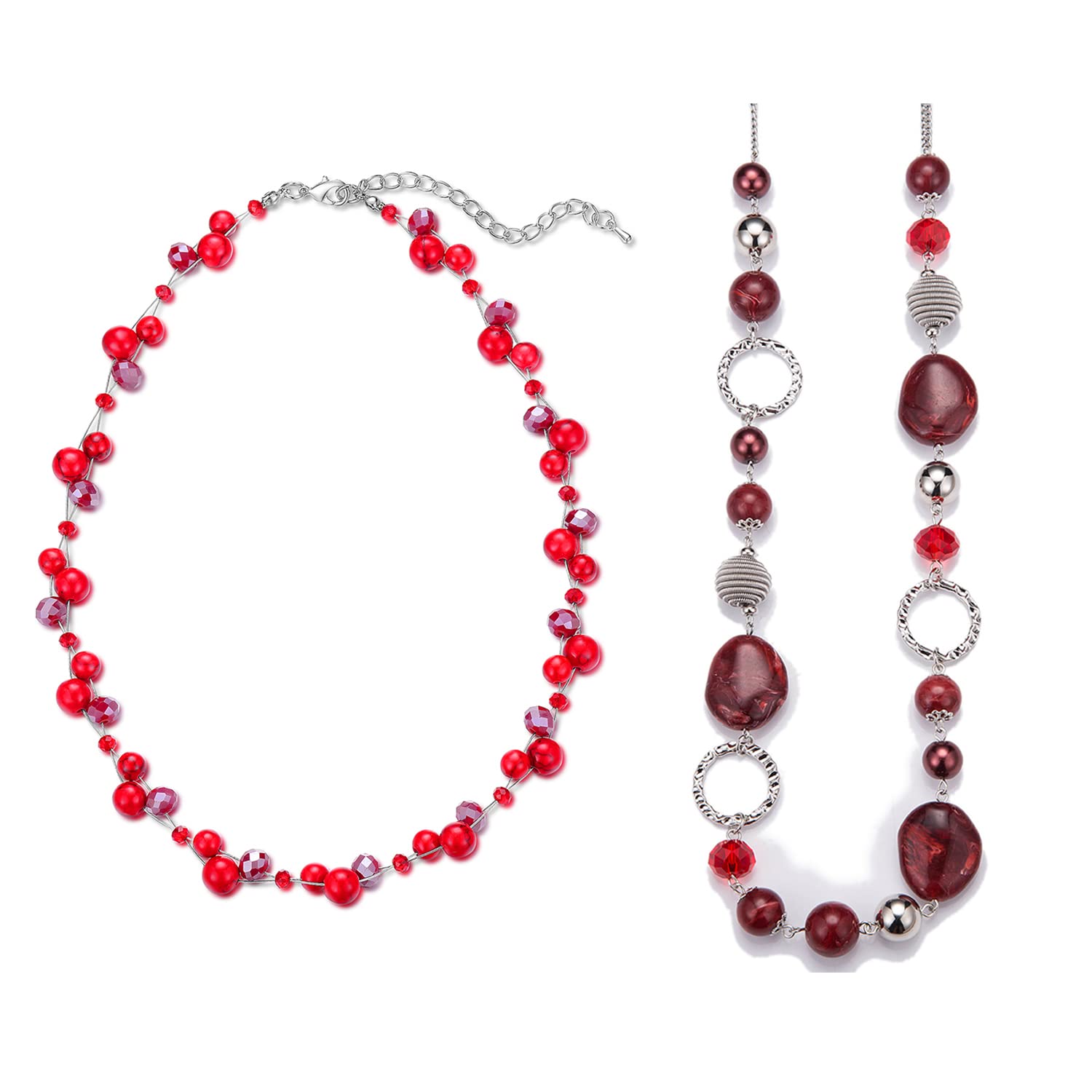 PEARL&CLUB Beaded Chain Necklaces Set for Women - Elegant Birthday Gift Jewelry for Her | Perfect for Parties, Anniversaries & Special Occasions