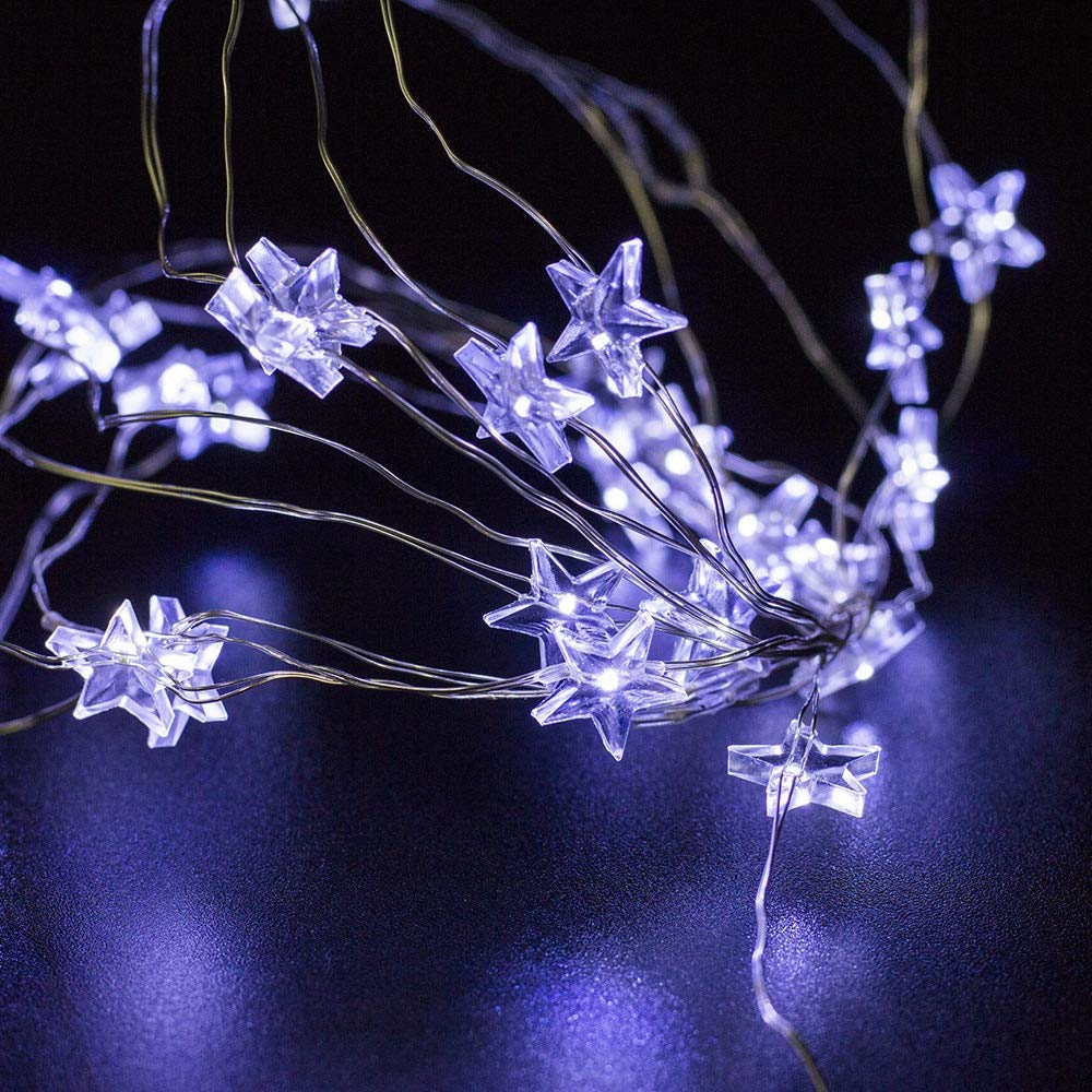 LANDUA 50 LED Starry Fairy Lights - 5M Warm White String Lights for Bedroom, Wedding, Party Decor | Battery Operated AA Christmas Lights for Indoor Table, Wall, Window Decoration | Create Romantic Ambiance