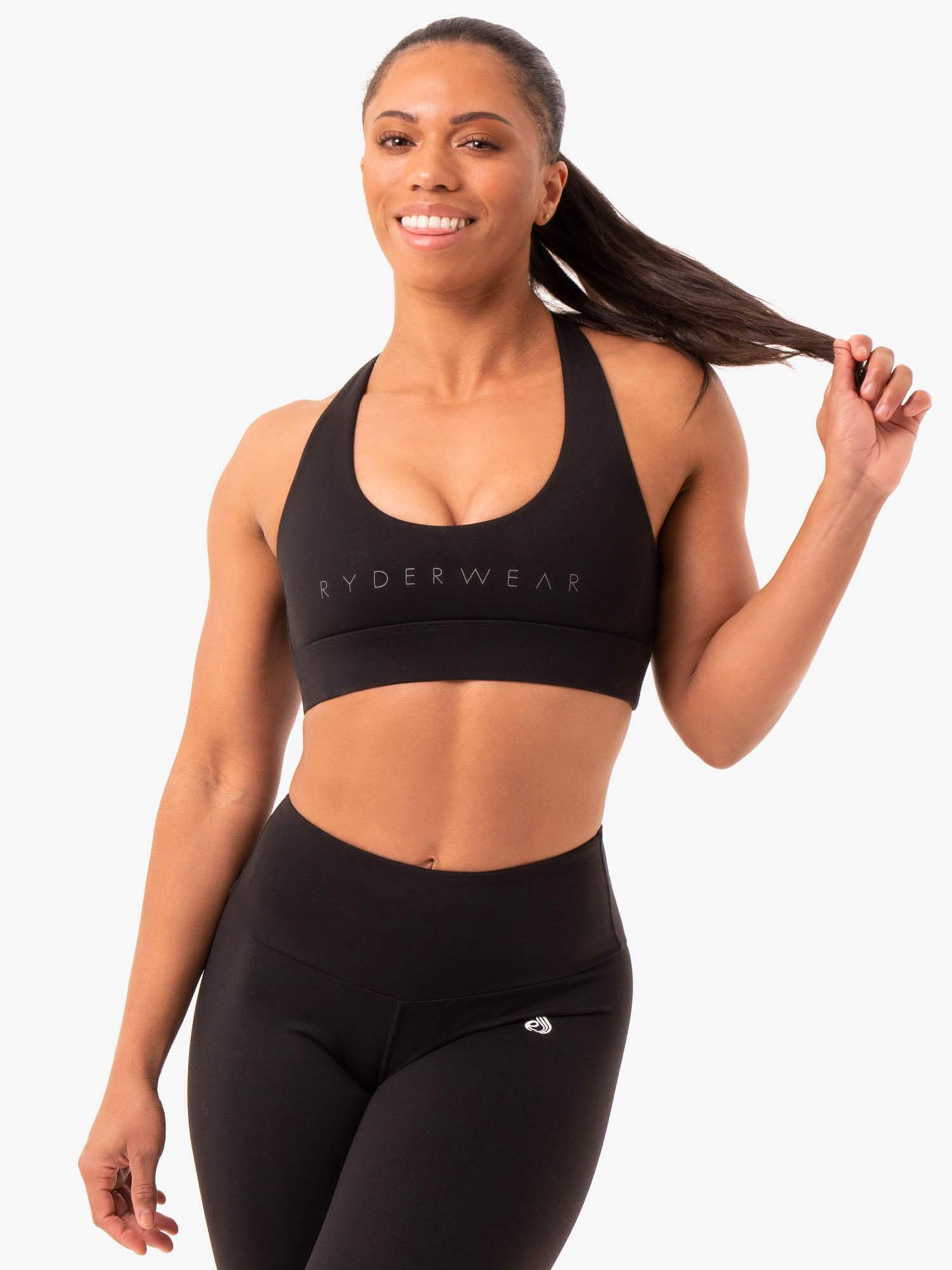 High Support Staples Cross Over Sports Bra for Women - Black - Perfect for Running, Yoga & Gym Workouts