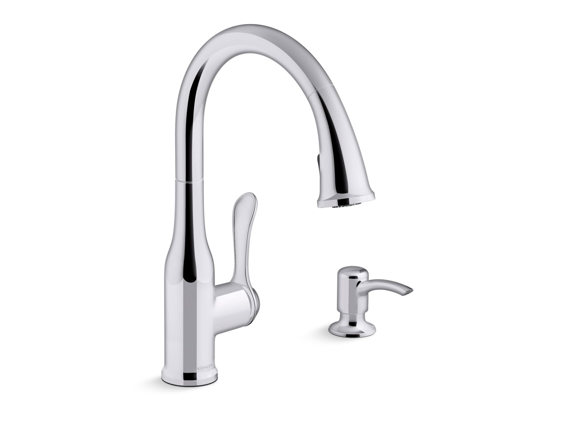 KOHLER K-REC23863-SD-CP Motif Pull Down Sprayer Kitchen Faucet with Soap Dispenser, Polished Chrome, Ideal for Modern and Traditional Kitchen Sinks