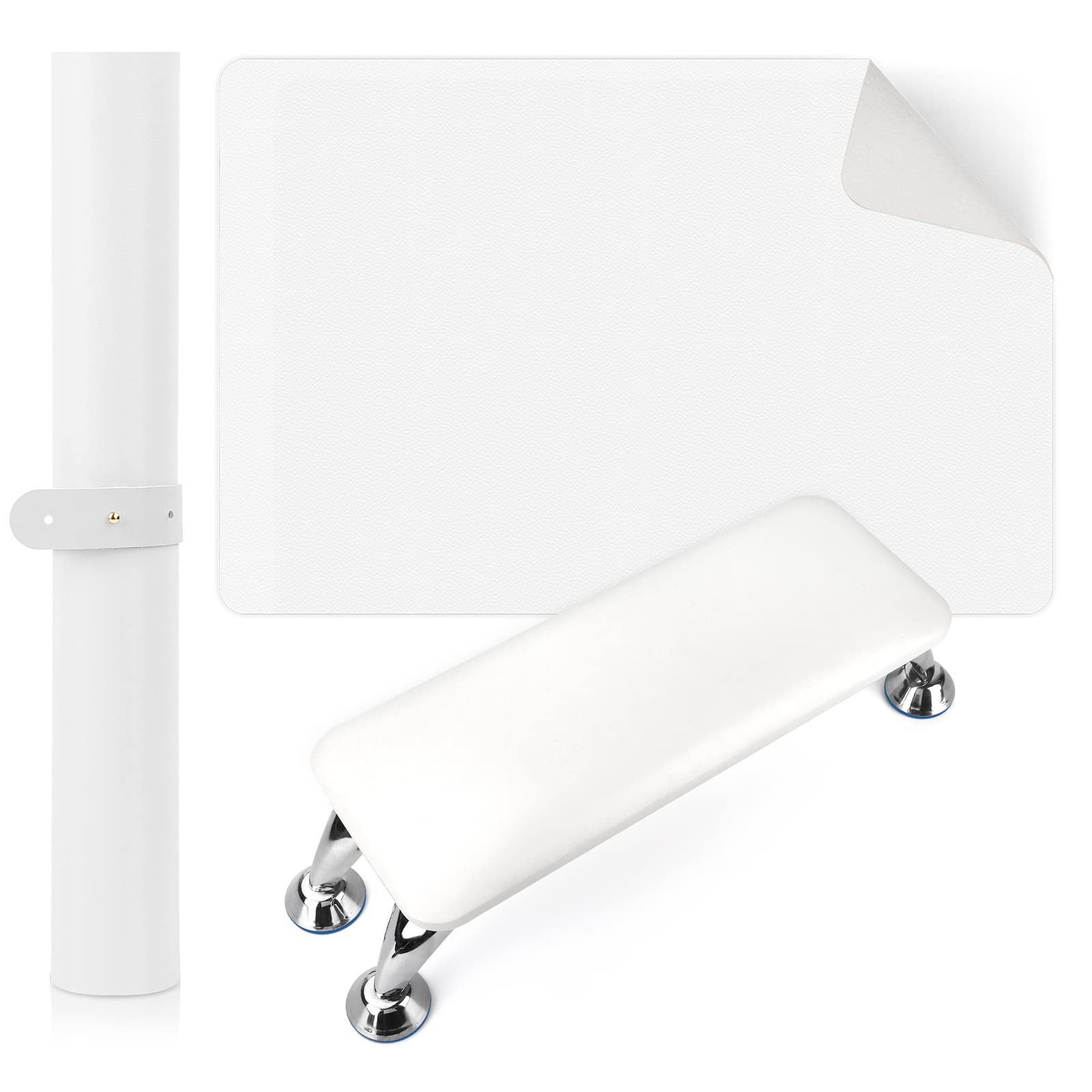 Professional Nail Arm Rest Cushion for Acrylic & Gel Nails - Soft Microfiber Leather Hand Support Pillow with Foldable Design & Non-Slip Nail Table Mat - Perfect for Nail Technicians, Salon Professionals & Home Manicures (White) - Ideal for Comfortable Nail Extensions, Gel Polish Application & Spa Treatments