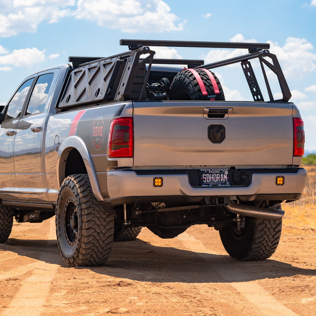 SDHQ Built-In Bed Chase Rack for 2019-2025 Ram 2500/3500 Heavy Duty Trucks | Off-Road Gear Storage & Adventure Accessories