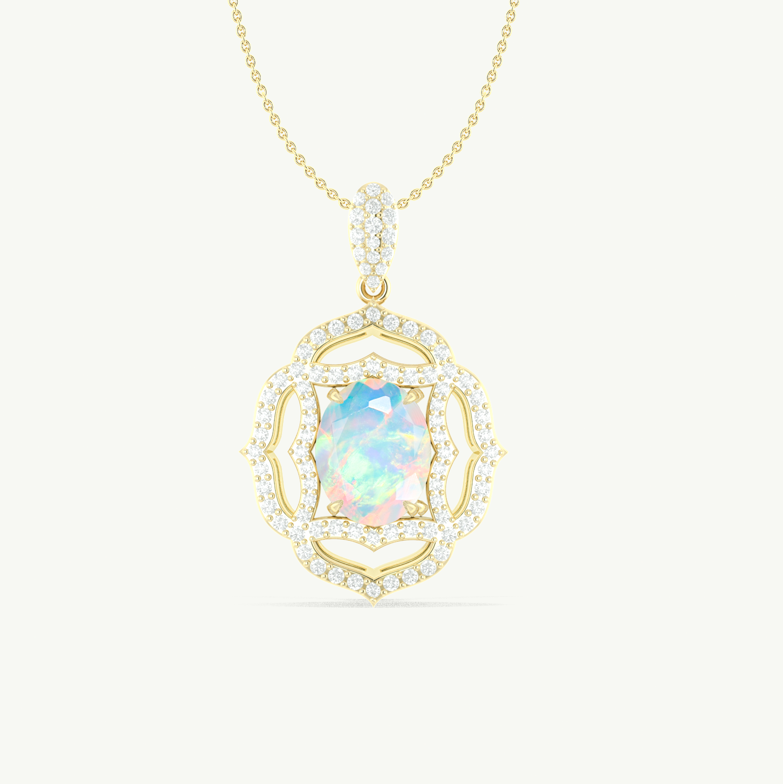 Multifire White Opal Gemstone Charm Pendant Necklace - Elegant Sterling Silver Jewelry for Women | Perfect for Weddings, Anniversaries & Special Occasions