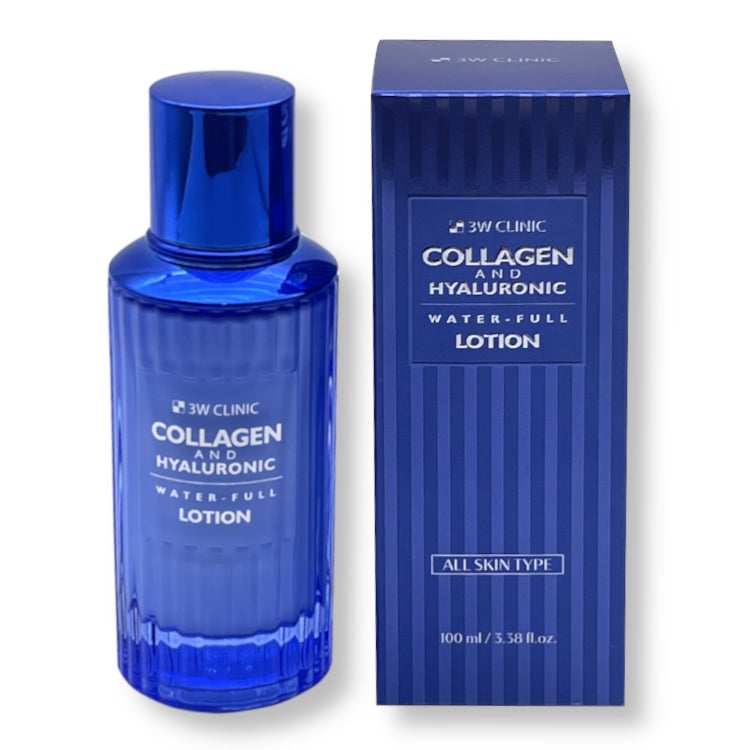 3W Clinic Collagen & Hyaluronic Acid Water Full Lotion 100ml - Hydrating Face Moisturizer for Dry Skin, Anti-Aging & Wrinkle Reduction - Perfect for Daily Skincare Routine & Night Care