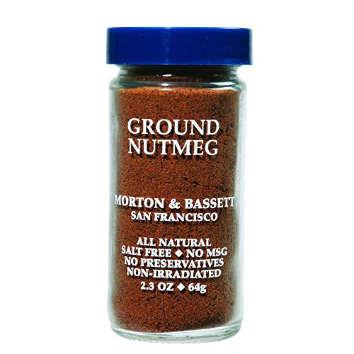Premium Organic Ground Nutmeg by Morton & Bassett - 1.5oz Spice for Baking, Cooking & Holiday Recipes | All-Natural Seasoning for Pumpkin Pie, Eggnog & Desserts