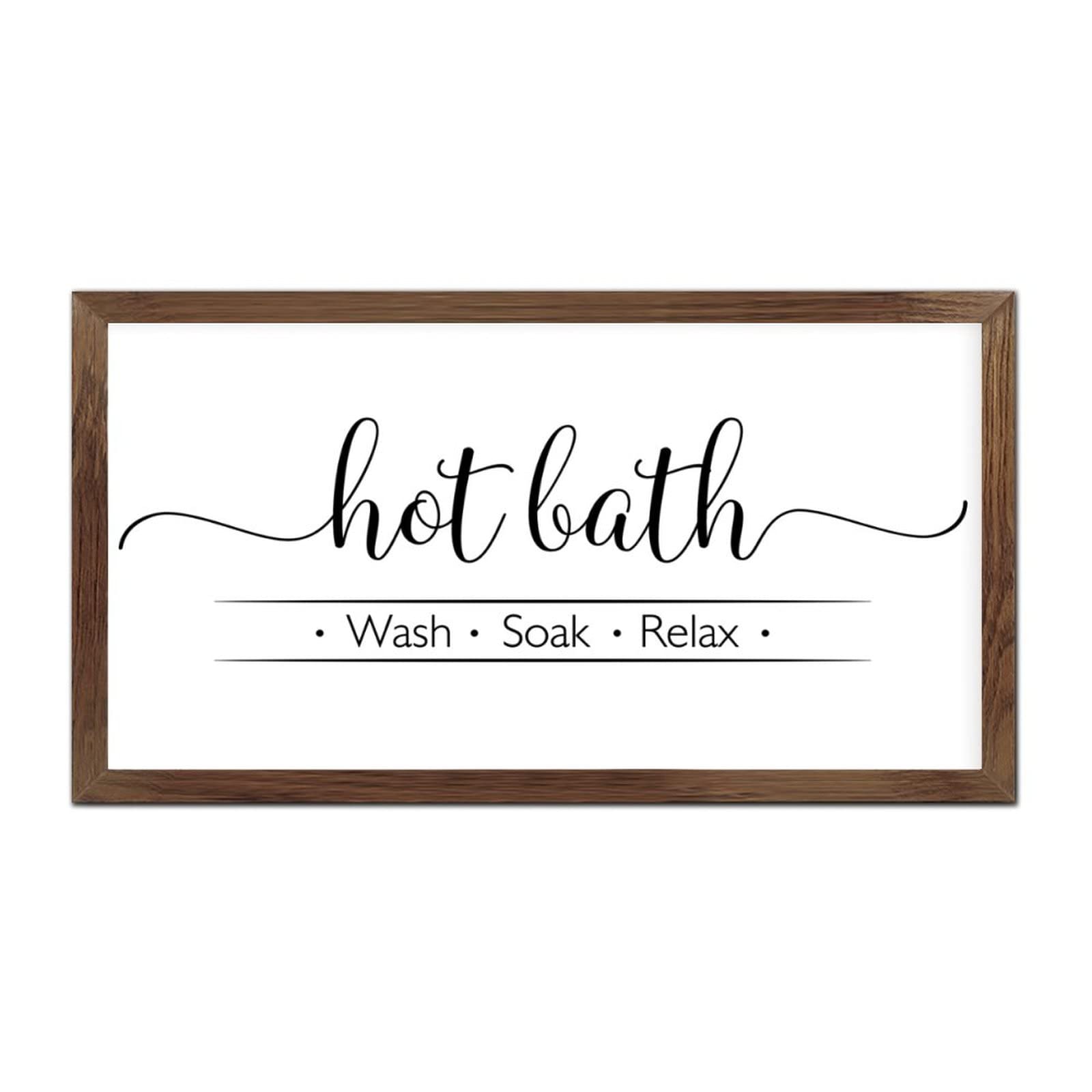 Farmhouse Wooden Hanging Plaque - Rustic Bathroom Wall Art Decor with 'Hot Bath Wash Soak Relax' Sign - Perfect for Spa, Bathroom, and Relaxation Areas