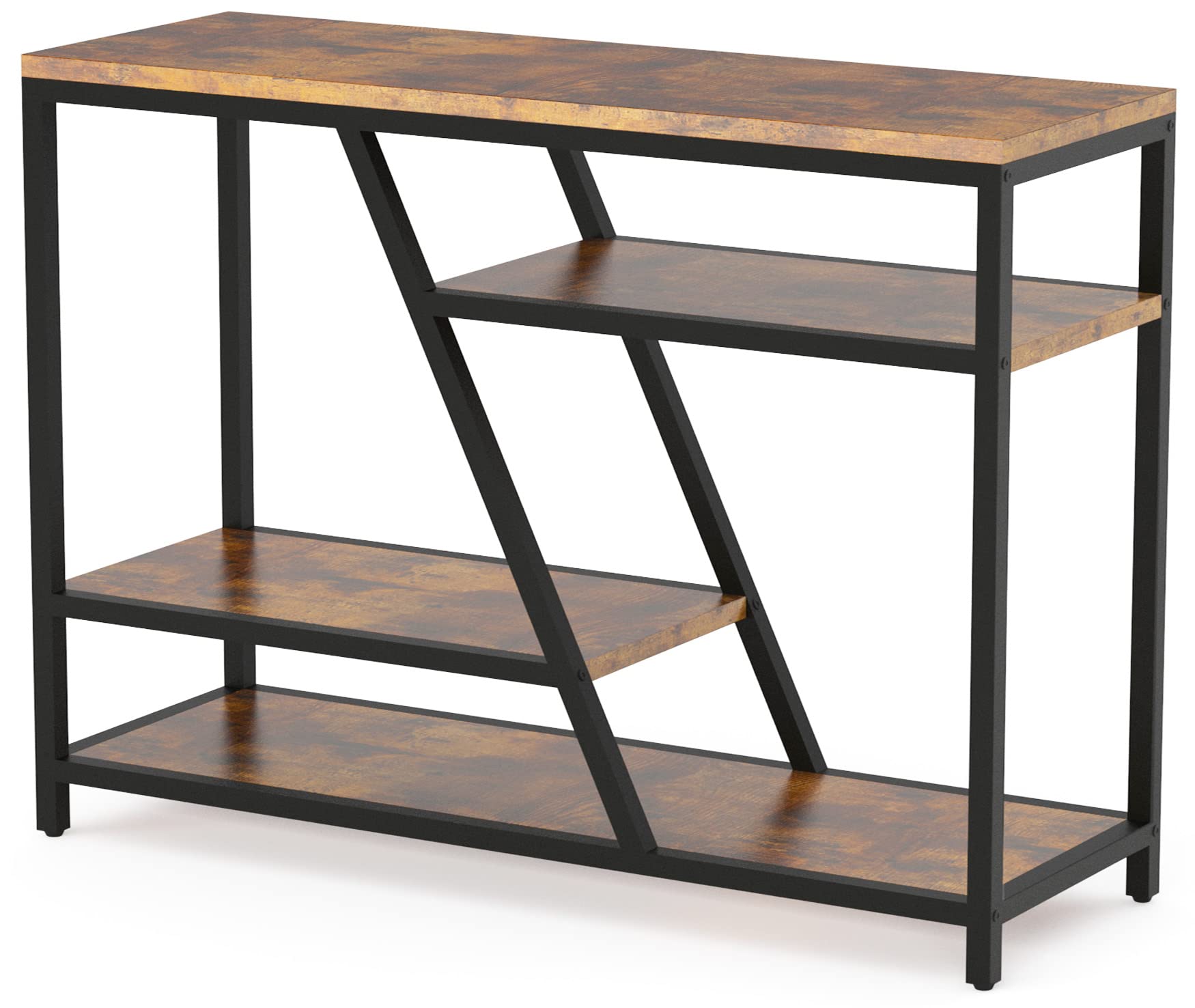 Tribesigns Industrial Console Table with 3 Storage Shelves - Narrow Entryway Sofa Table, TV Stand for Living Room, Couch & Hallway - Perfect for Small Spaces & Home Organization