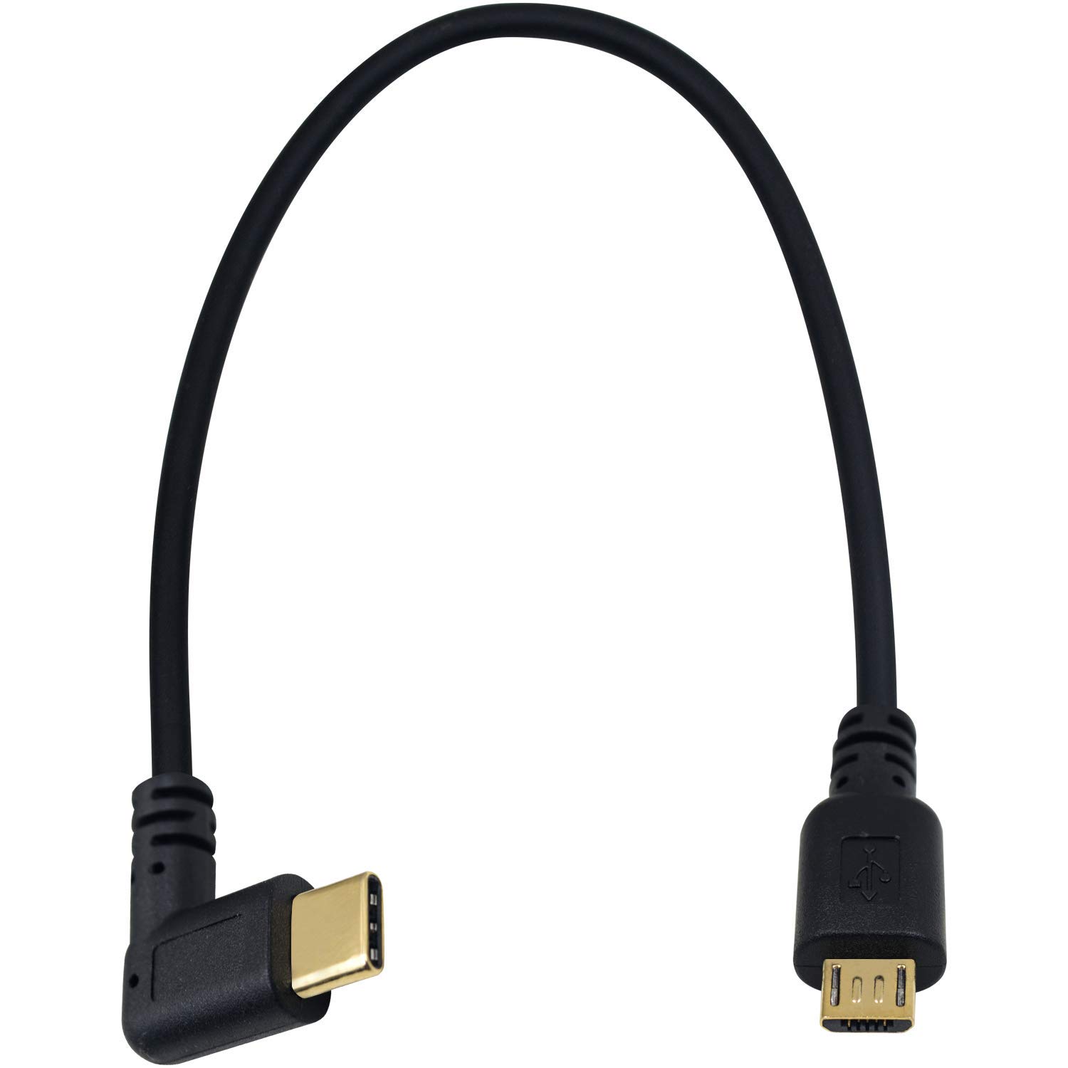 Duttek 90 Degree Right Angle USB C to Micro USB Cable - 10 Inch Short Charging Cord for MacBook Pro, Samsung Galaxy, Android Phones & Tablets - Fast Charging & Data Sync for Home, Office & Travel