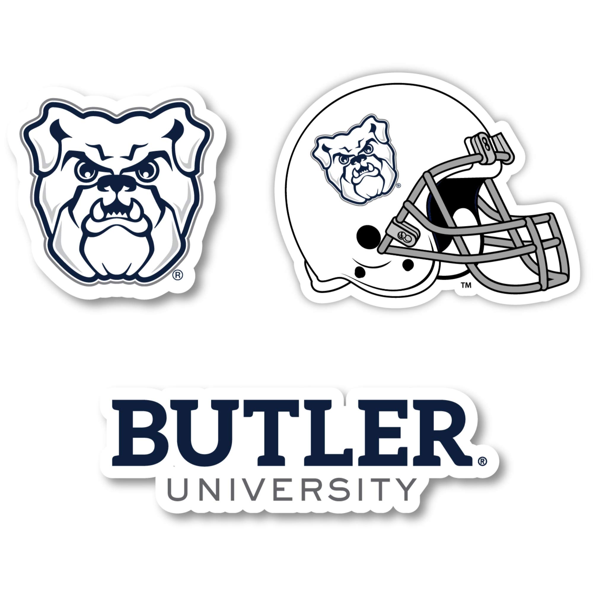 Butler Bulldogs Vinyl Decal Sticker Set - 3 Pack (4-Inch Each) - Waterproof & Durable for Cars, Laptops, Windows - Perfect for Fans, Gifts & College Sports Decor