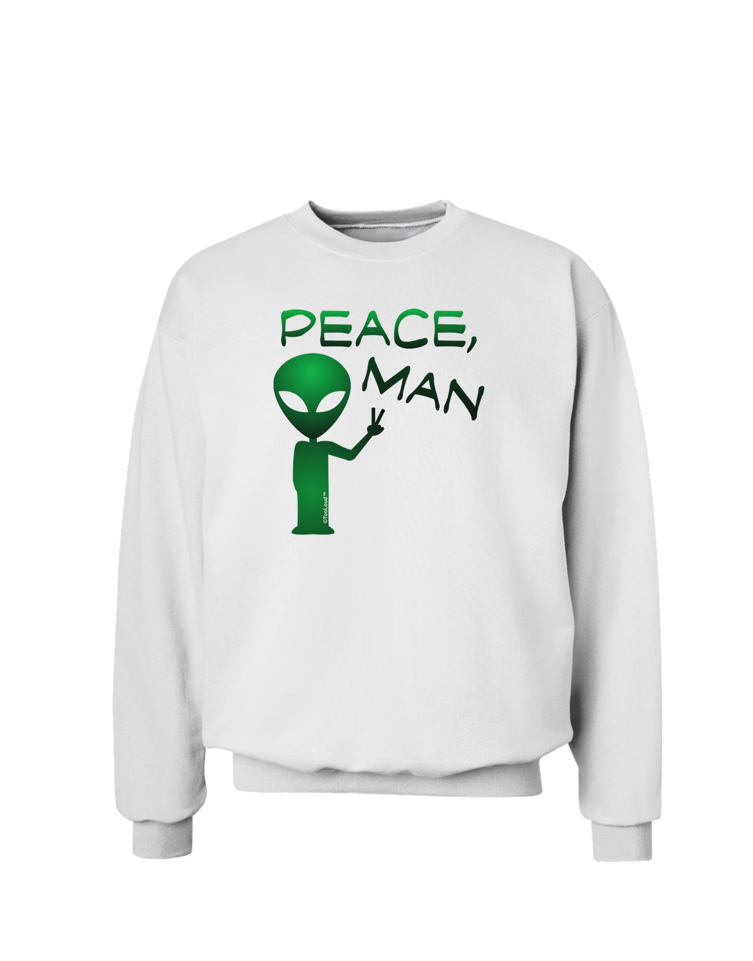 TooLoud Peace Man Alien Graphic Sweatshirt - Trendy Streetwear for Men | Perfect for Casual Wear, Music Festivals & Retro Fashion Lovers