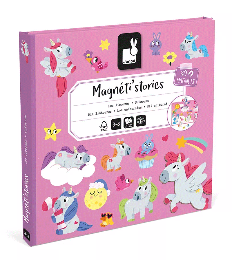 Janod Magnetic Storytelling Set - Unicorn Themed Magnetic Toy for Kids | Creative Play, Travel Activity & Educational Gift for Children