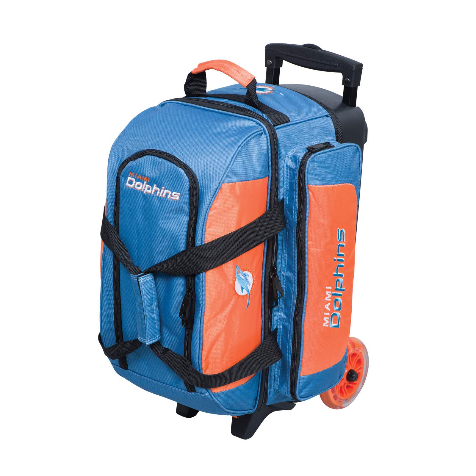 Strikeforce NFL Two Ball Bowling Roller Bag with Ball, Shoe & Accessory Pockets - Durable Rolling Bowling Bag for League Play & Tournament Travel - Perfect for Bowling Enthusiasts & Professional Players