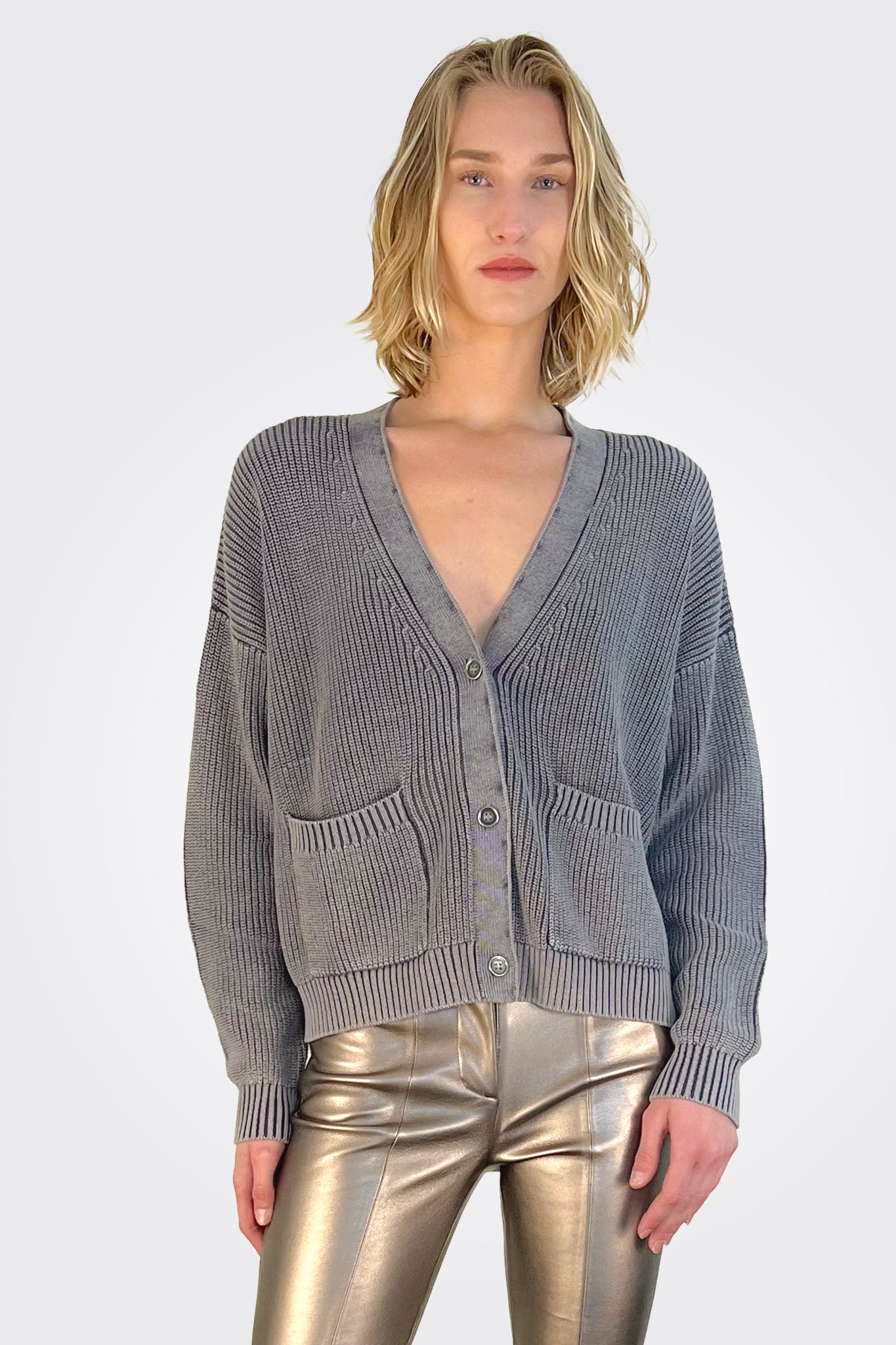 Alice Deep V Neck Cardigan for Women - Soft & Stylish Ebony Knit Sweater - Perfect for Office, Date Night & Casual Outfits