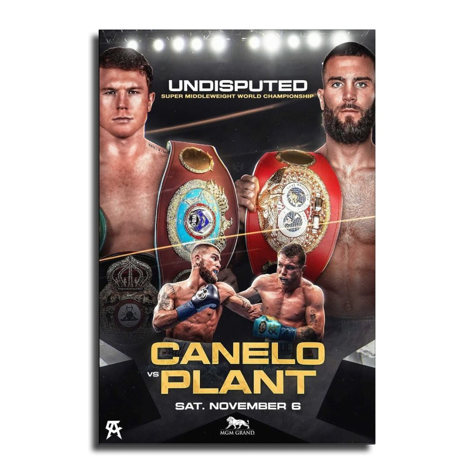 Canelo Alvarez vs Caleb Plant 2021 Boxing Fight Poster - Premium 12x18 Inch (30x45cm) Canvas Wall Art for Living Room & Bedroom Decor - Perfect for Boxing Fans & Sports Memorabilia Collectors