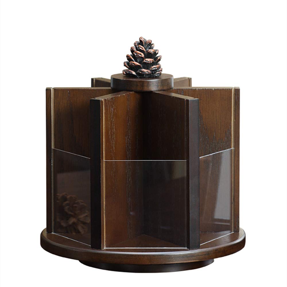 360-Degree Rotating Wooden Cosmetic Storage Box with Acrylic Baffles - Large Capacity Desktop Organizer for Makeup, Jewelry & Office Supplies | Perfect for Vanity, Bathroom & Bedroom Organization